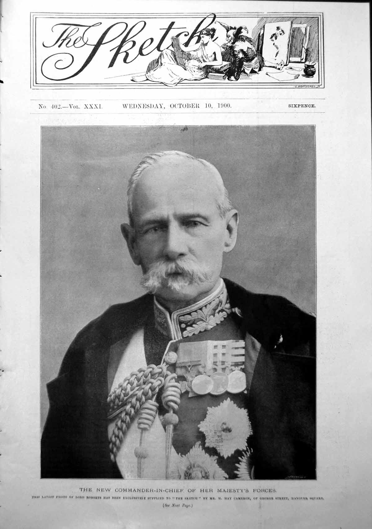 Original Old Antique Print New Commander In Chief Hm Forces Lord Roberts 1900