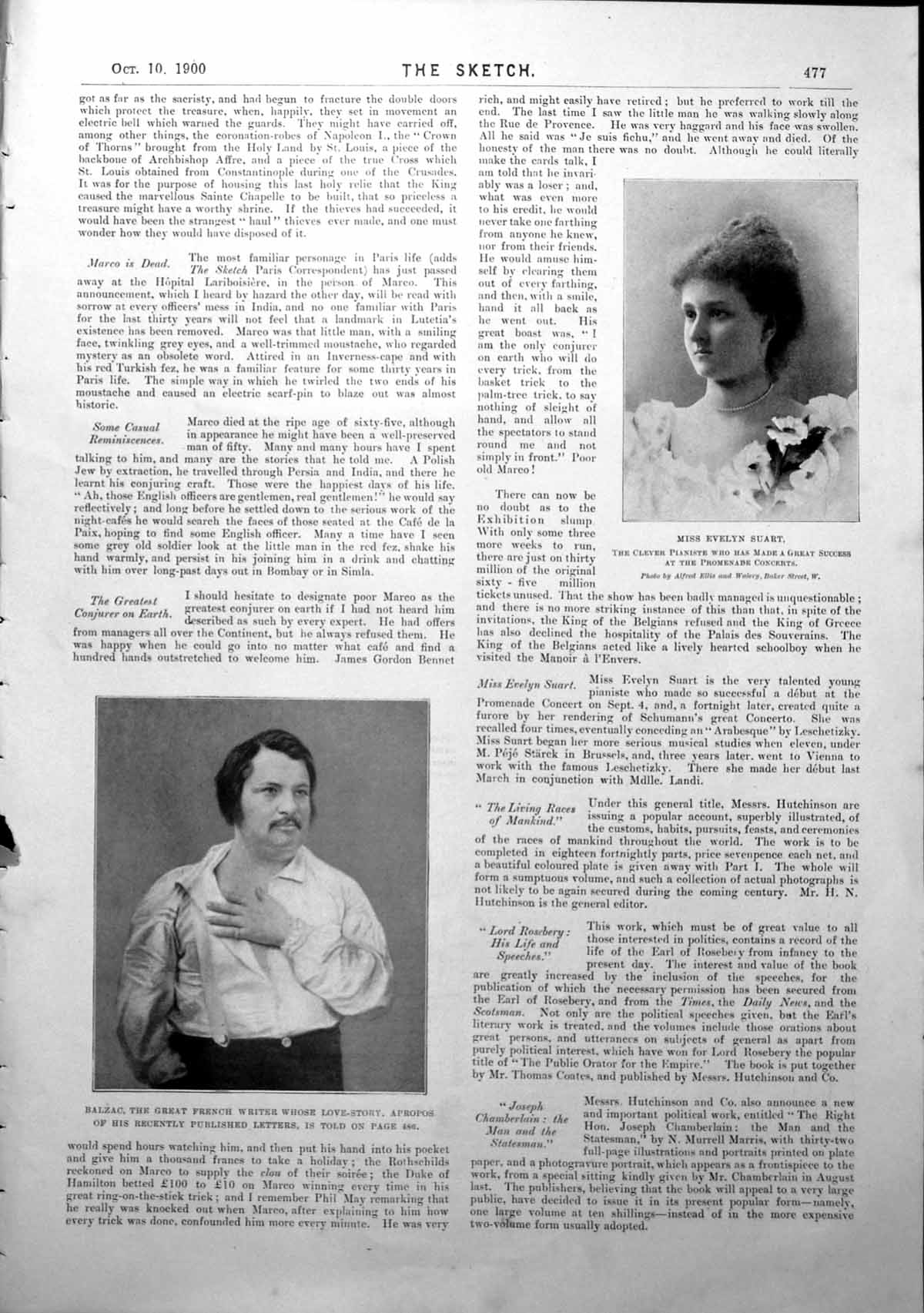 Antique Print Balzac French Writer Evelyn Suart Thomas Drawings People 1900