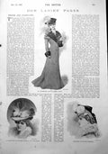 Antique Old Print Ladies Page Automobile Coat Smart Hat Prince'S Plate 1900