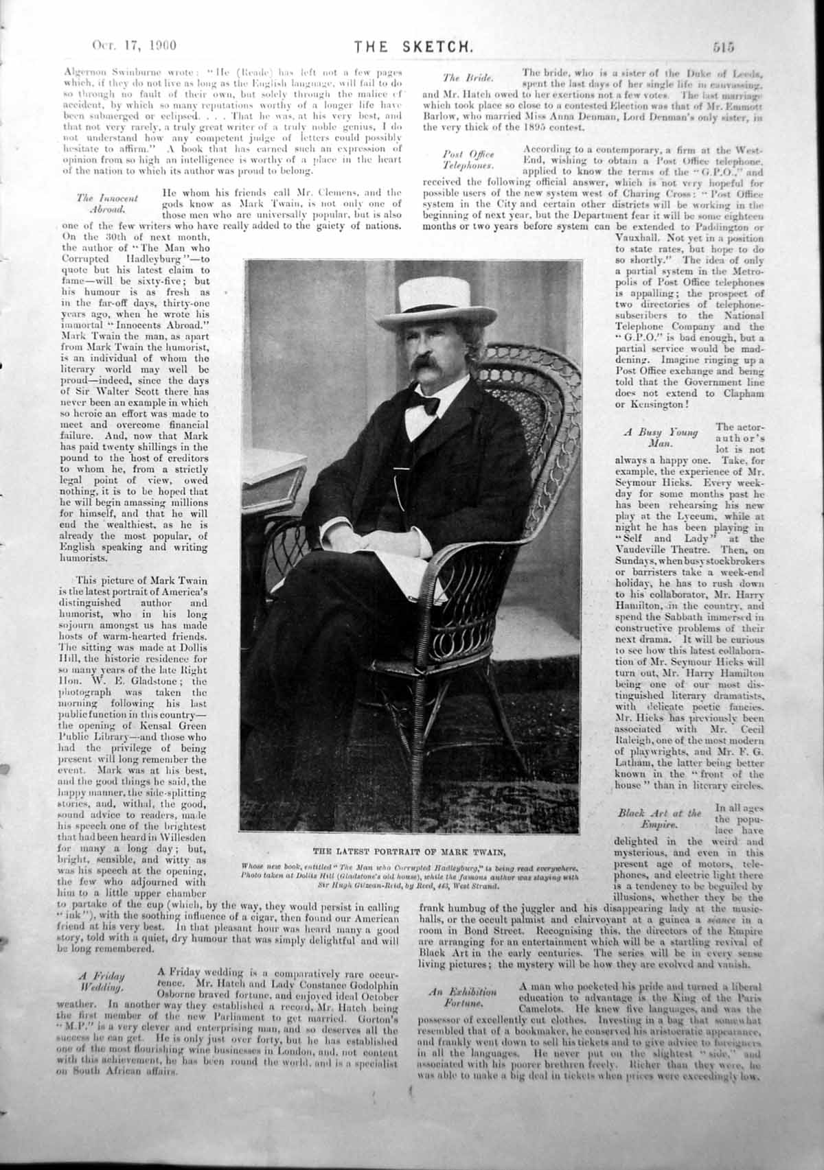 Antique Print Latest Portrait Mark Twain Iron Gateway Paris Exposition 1900