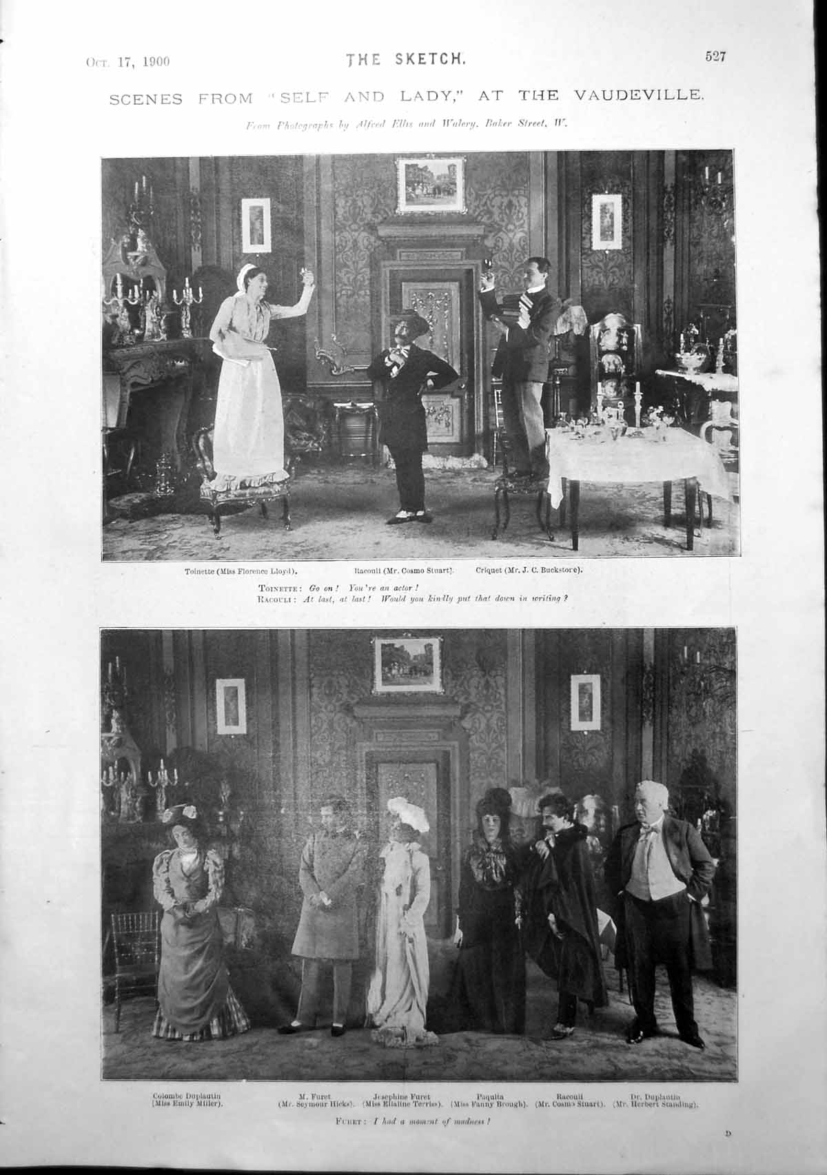 Antique Print Scenes Self Lady Miss Lillian Braithwaite In Sweet Nell 1900 20th