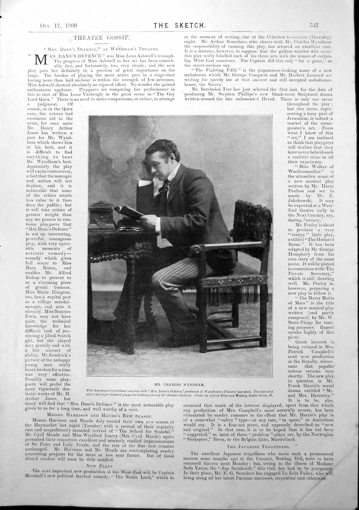 Old Antique Print Mr Charles Wyndham Claehaven Horse Hare & Hounds 1900 20th