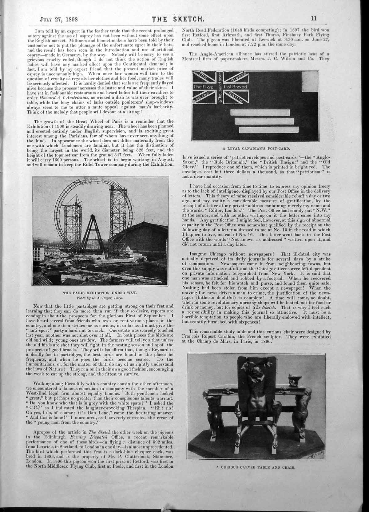 Old Paris Exhibition Carved Table Chainey Gunner R N Mr Johnson 1898 Victorian