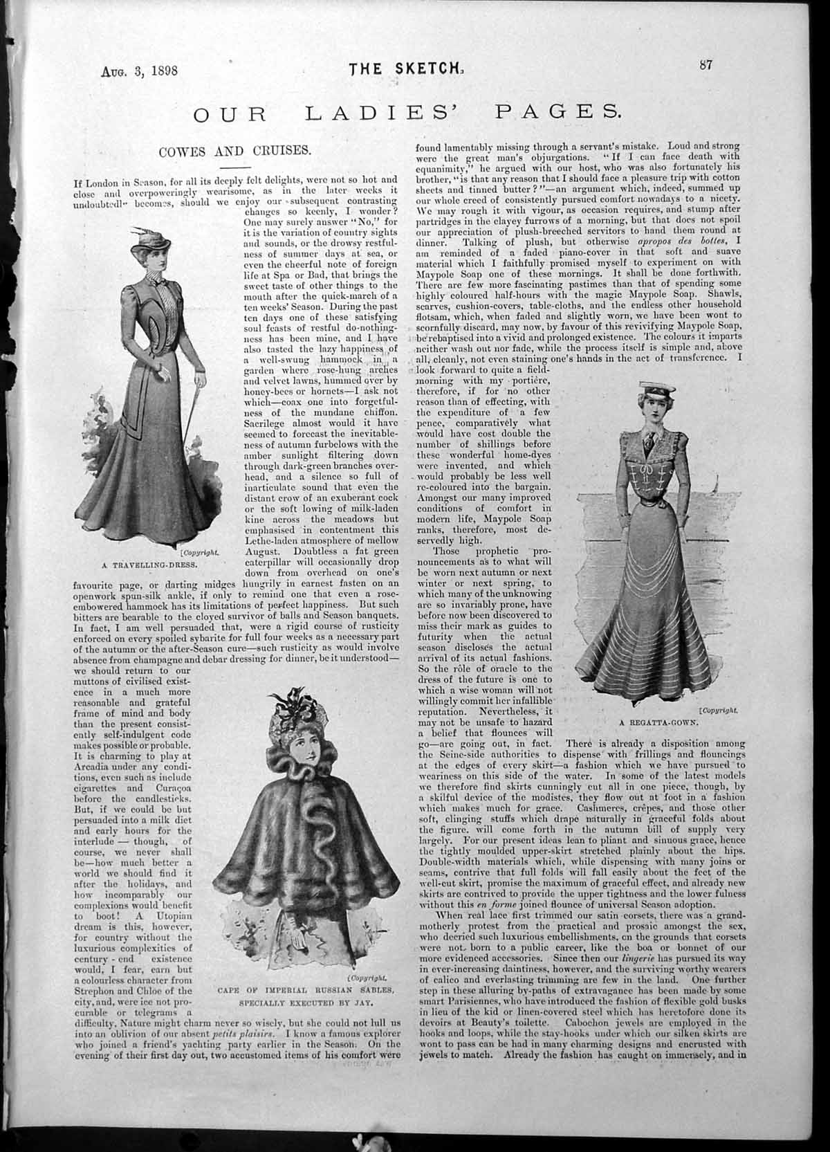 Old Travelling Dress Regatta Gown Cape Imperial Russian Sables Jay 18 19th