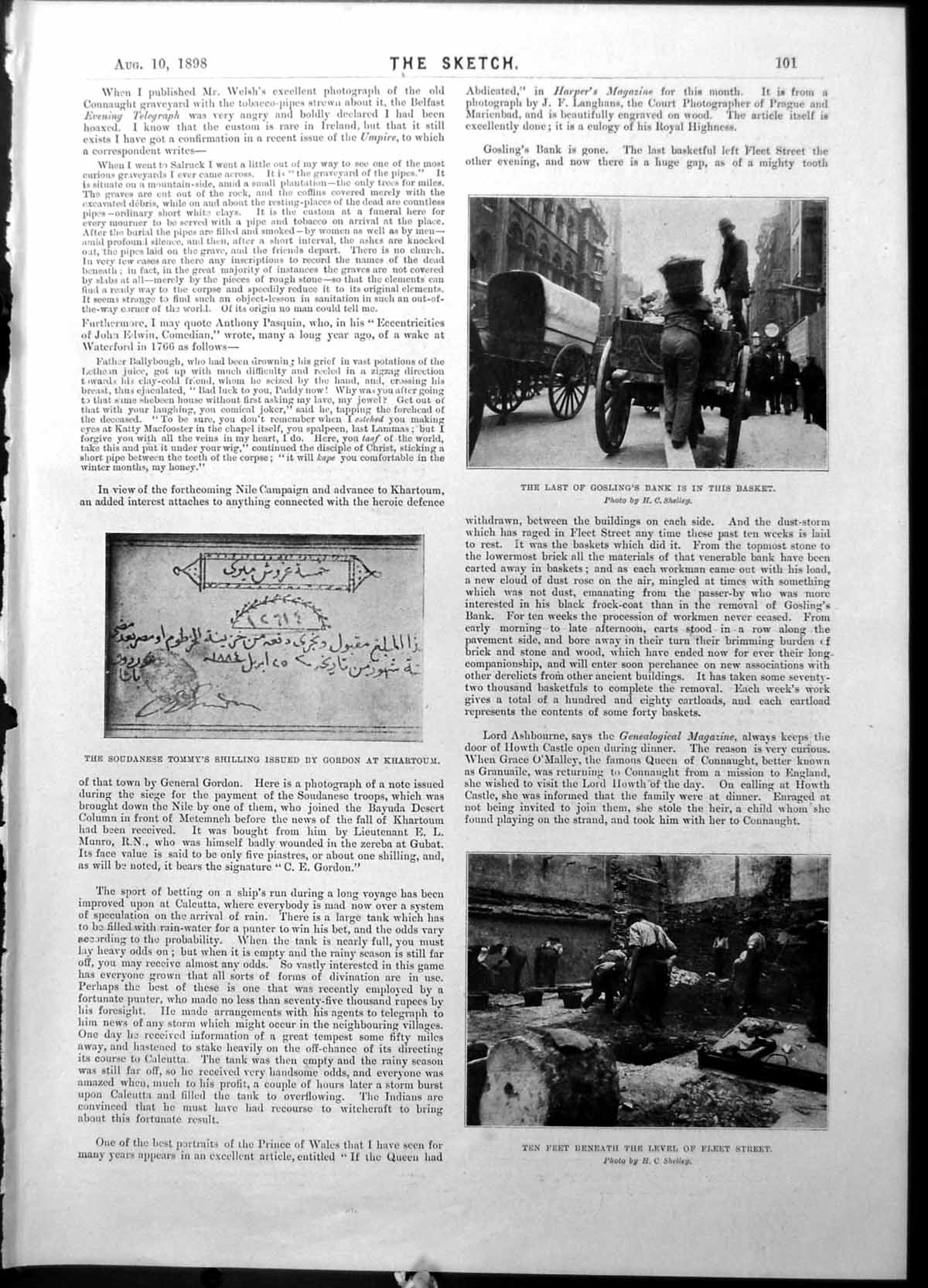 Antique Print Below Fleet Street Bell Inn Bust Napoleon Dickens Birthplace