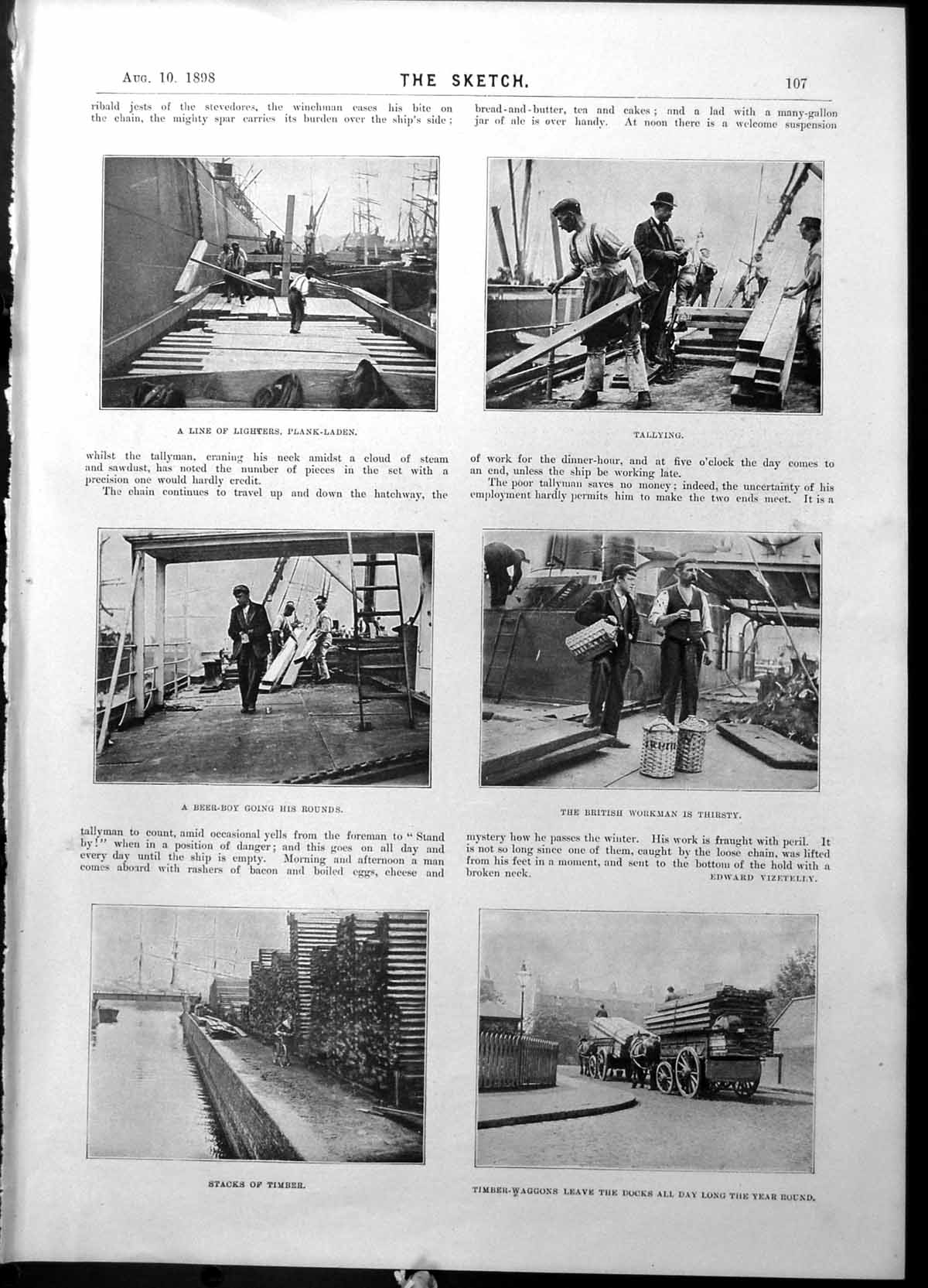 Antique Print Timber Tallying Waggons Romance First Consul Mrs Malling 1898