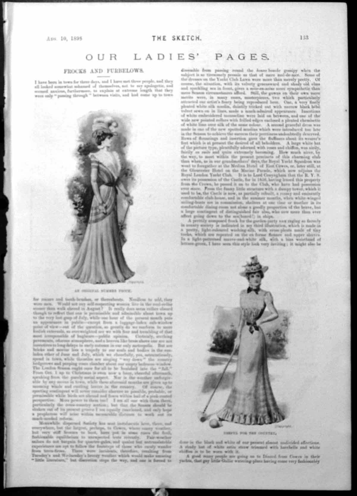 Antique Old Print Summer Frock Useful Country Dress Ideal Dress Garden 189 19th