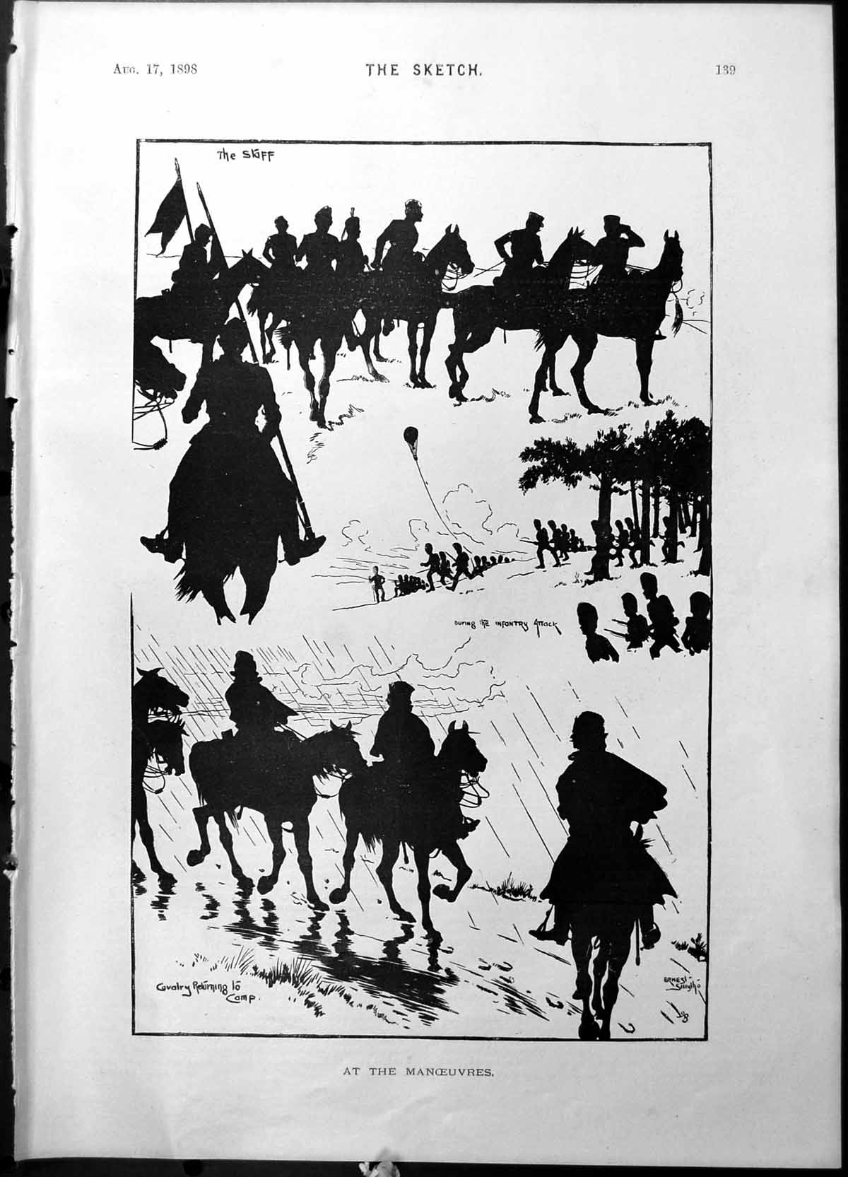 Old Manoeuvres Silhouettes Cavalry French Quartette Cycle Alhambra189 Victorian