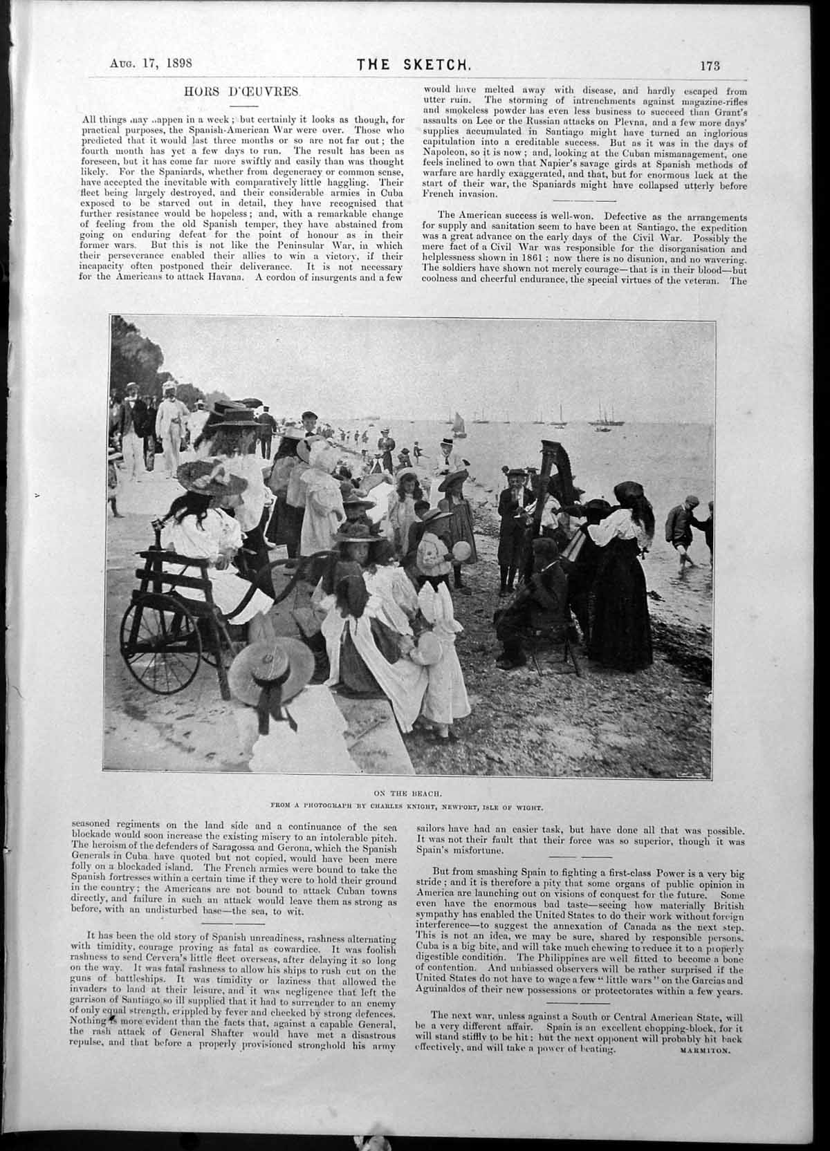 Old On Beach Band Playing Bathers Yachts Photo C Knight Newport 1898 Victorian
