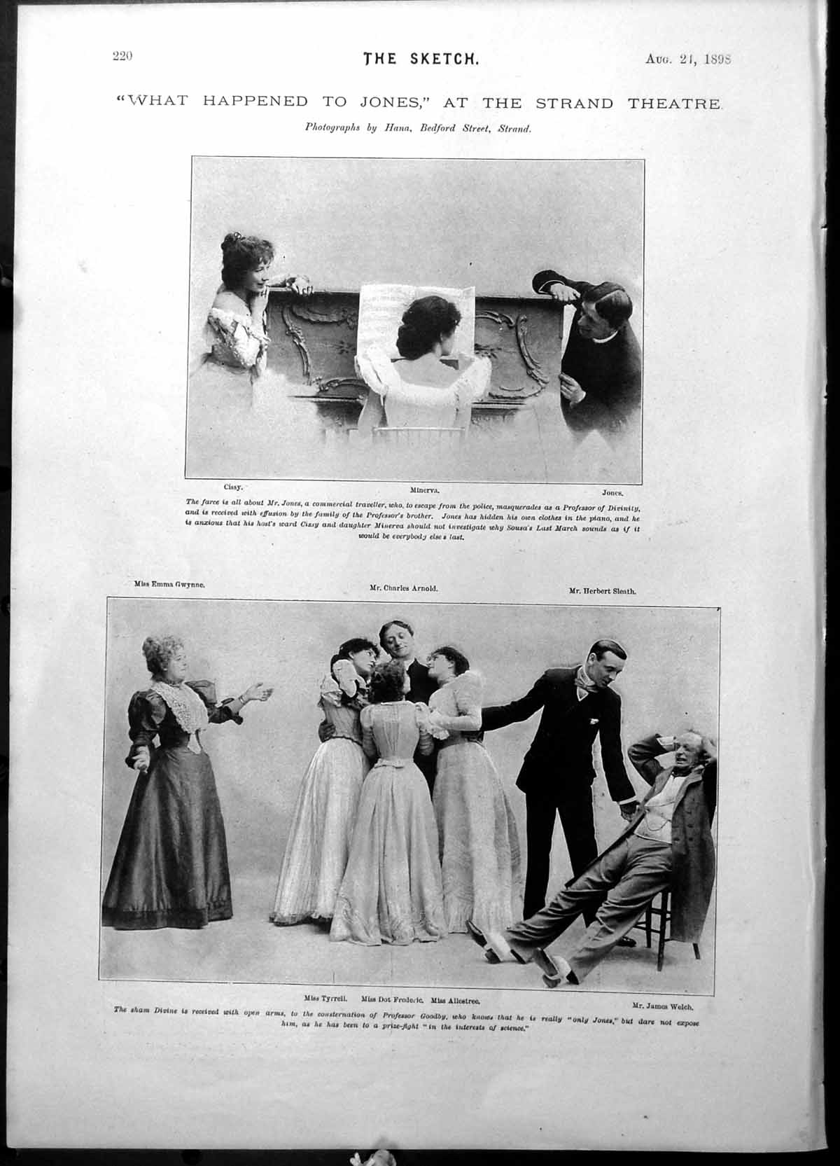 Old Print What Happened Jones Strand Welch Dandy Fifth Miss Lorrimer 1898 19th