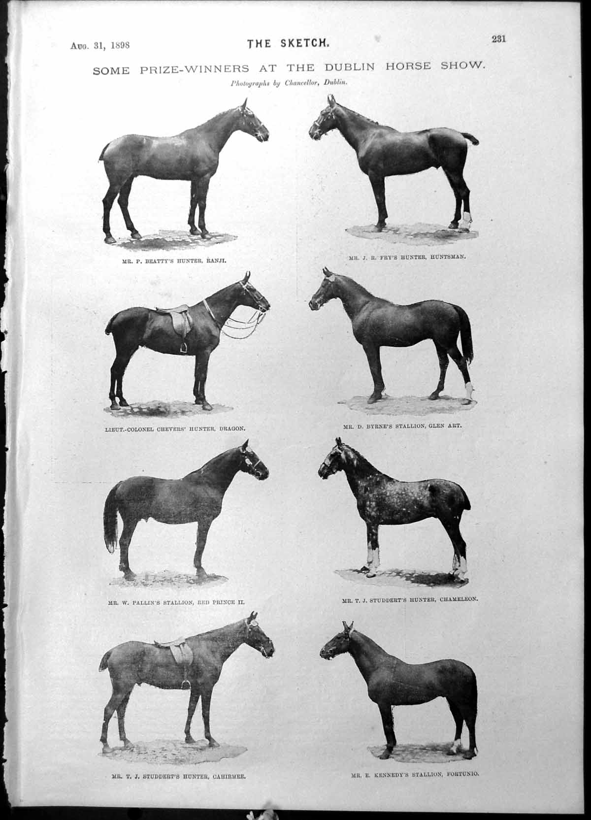 Old Prize Winners Dublin Horse Show John Foster Fraser Von Veltheim18 19th