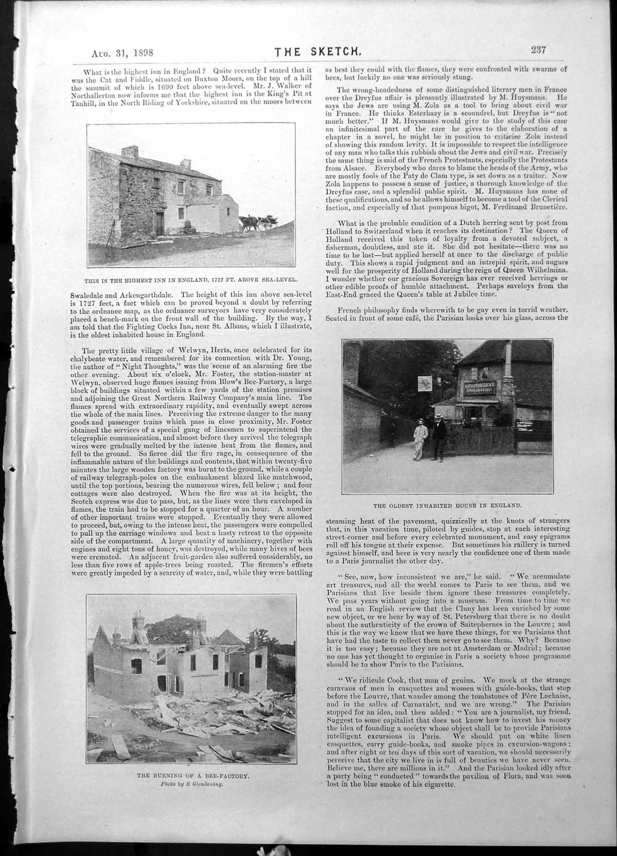 Antique Print Burning Bee Factory House Daniel Hammill Tourmalines Crew 189