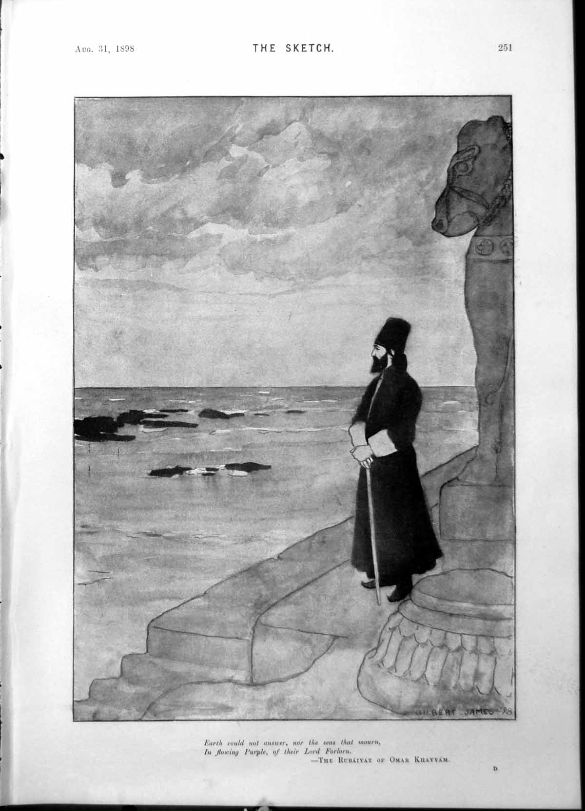 Old Print Rubaiyat Omar Khayyam Graves Dogs Duchess Chantrey Monument1898 19th