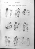 Old Antique Print Light Side Nature Children Bathing Sea Eel Catcher 1898 19th