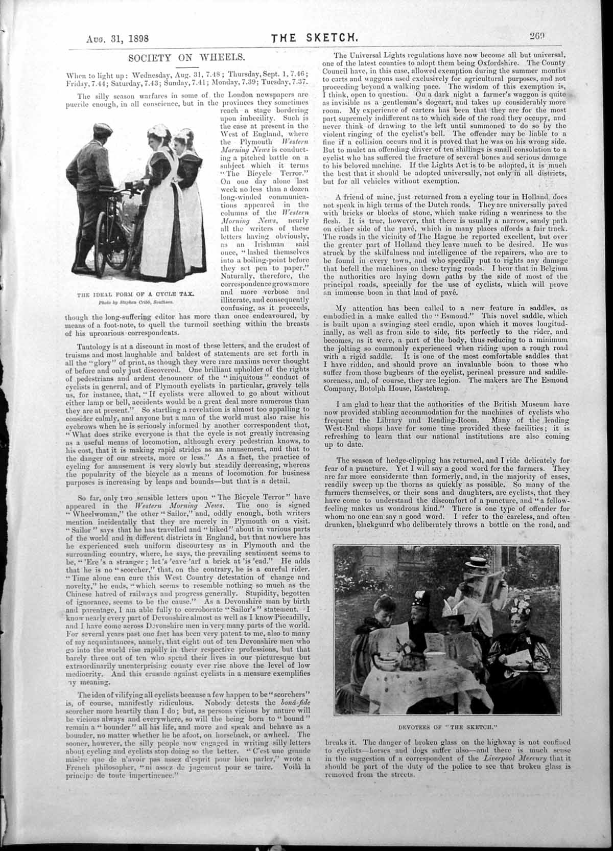 Old Ideal Form Cycle Tax Devotees Sketch Reading Tea Party Garden 189 Victorian