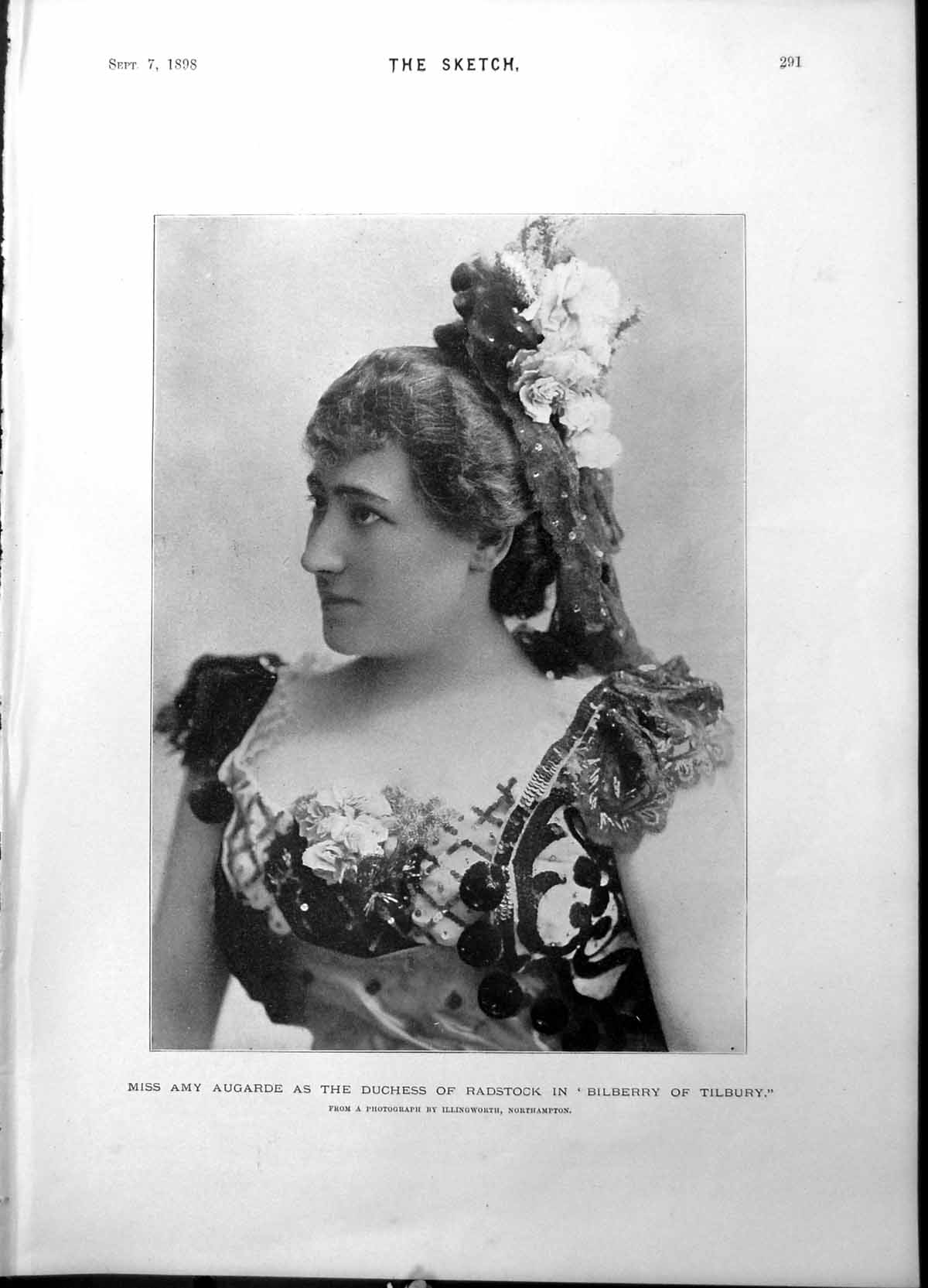 Old Antique Print Miss Amy Augarde Duchess Radstock Bilberry Tilbury 1898 19th