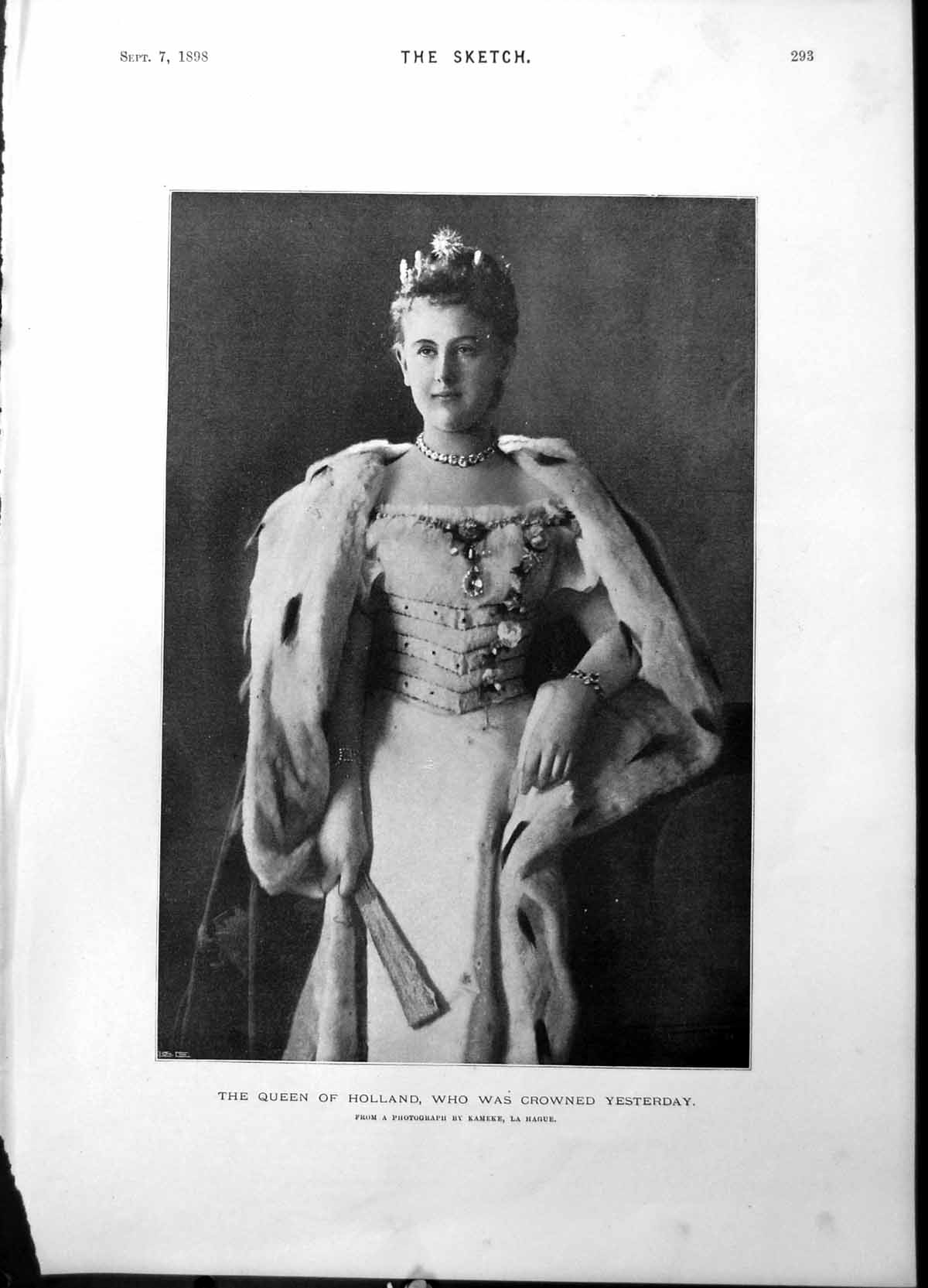 Original Old Antique Print Queen Holland Crowned Cathedral Laon Doorway 1898