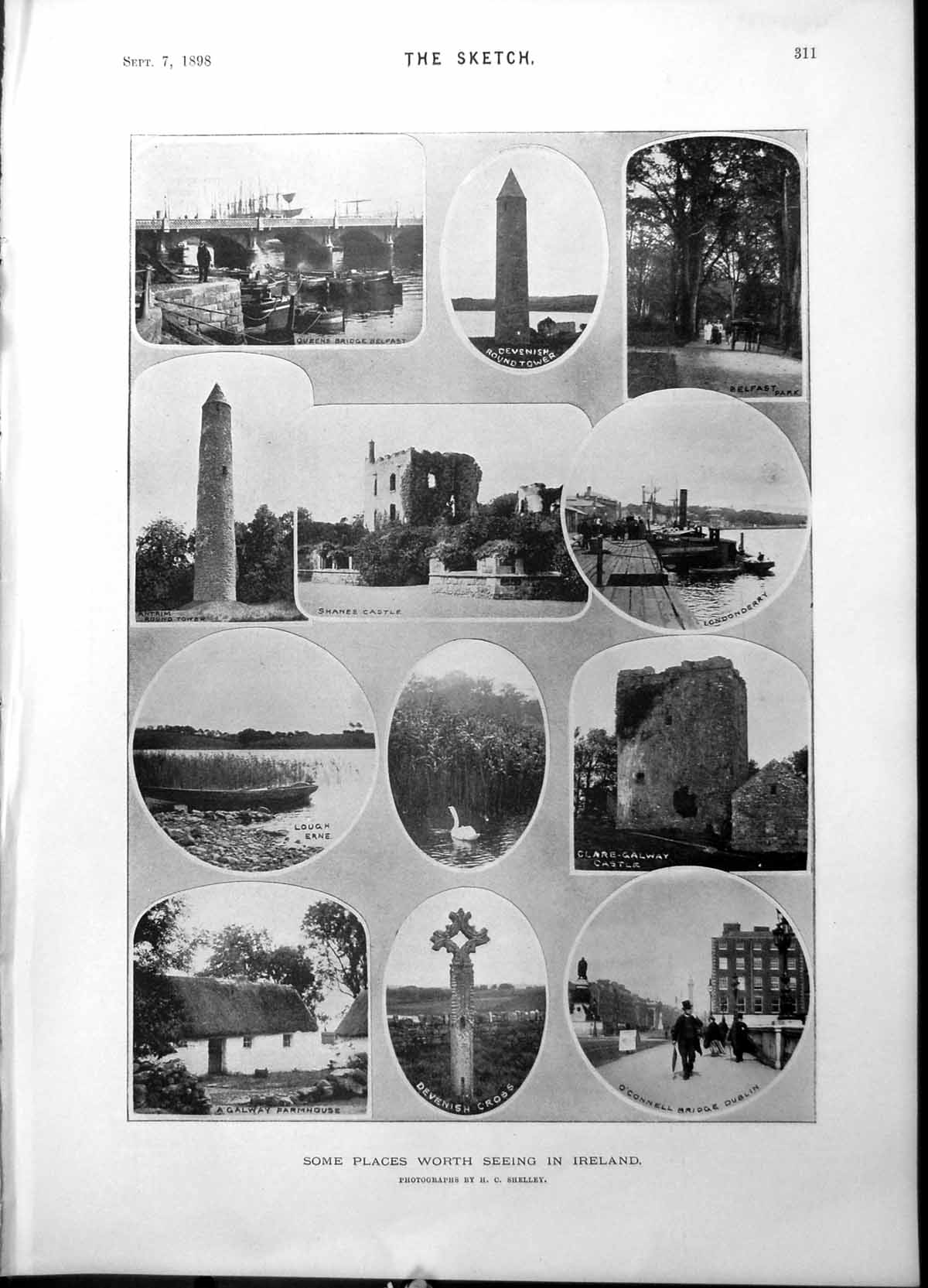 Antique Old Print Sketches Ireland Henry Wood May Belfort Mr F Lovegrove 1898