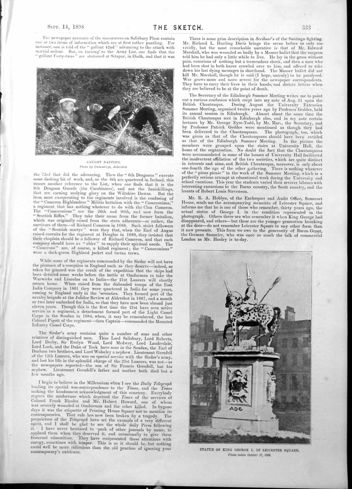Antique Print Statue King GeorgeAltar Room Margate Cart Corn Steam 1898