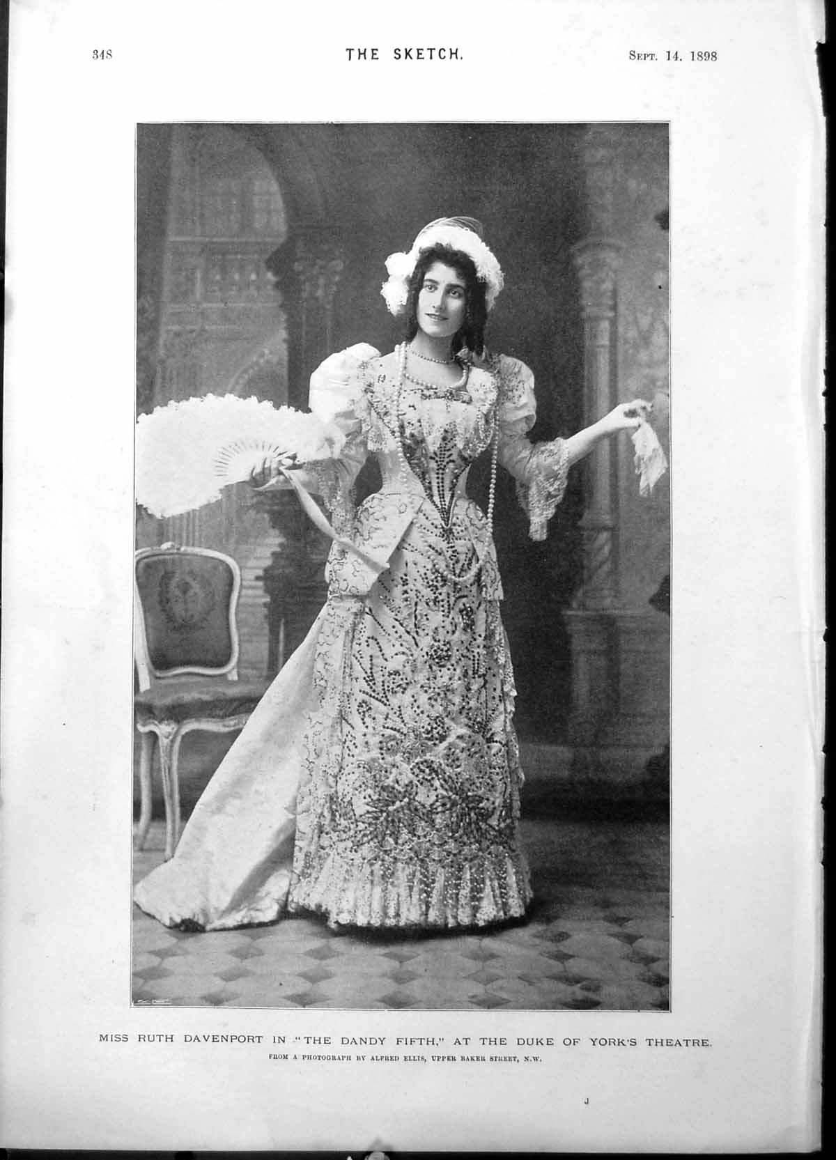 Old Print Ruth Davenport Dandy Fifth Dogs Attendants Blenheim Palace 1898 19th