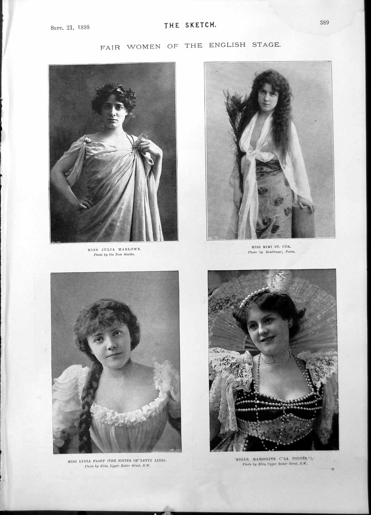 Old Print Fair Women English Stage Dr Richard Garnett British Museum 1898 19th