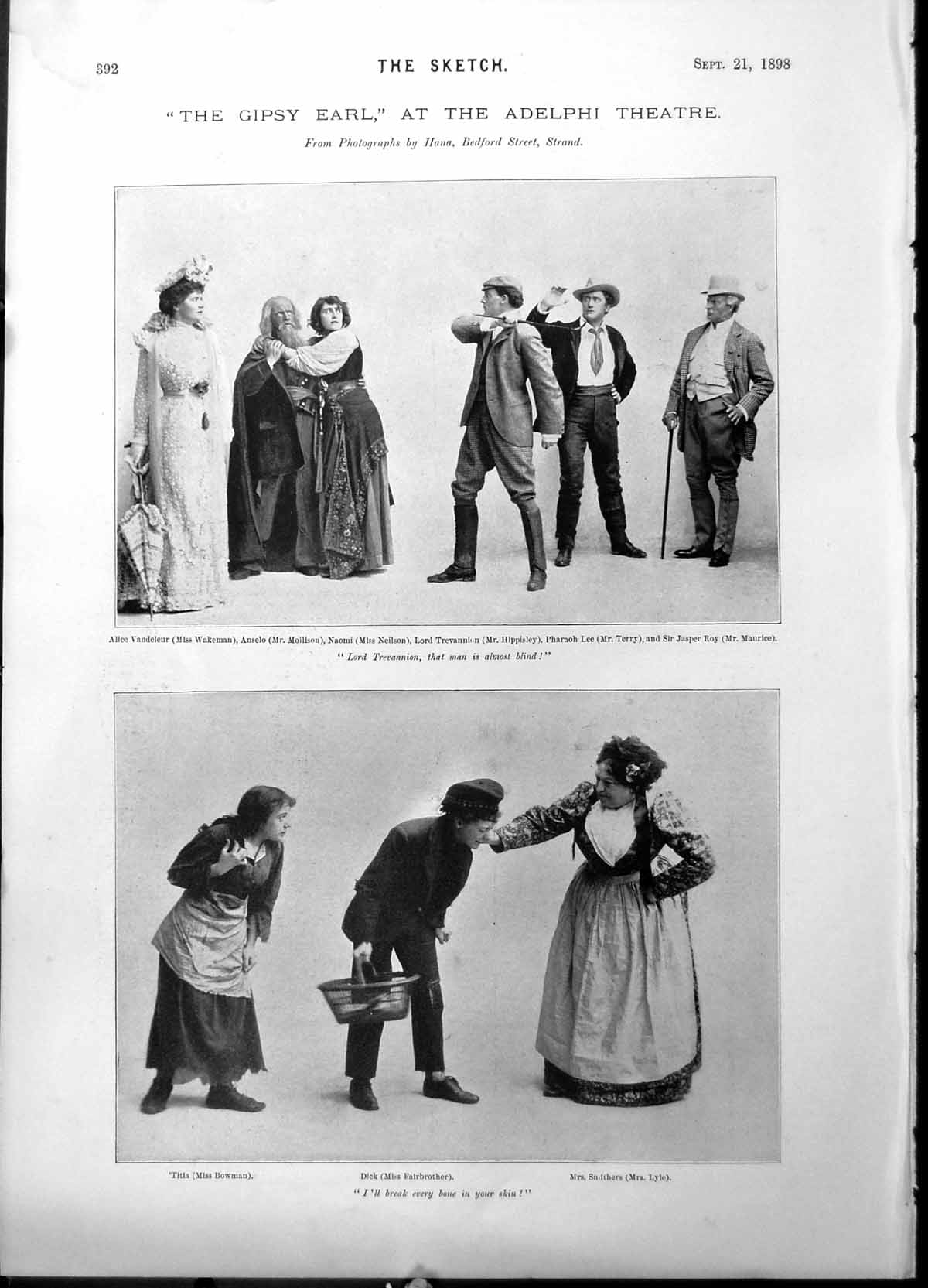 Old Gipsy Earl Adelphi Miss Bowman British Museum Kings Library 1898 Victorian