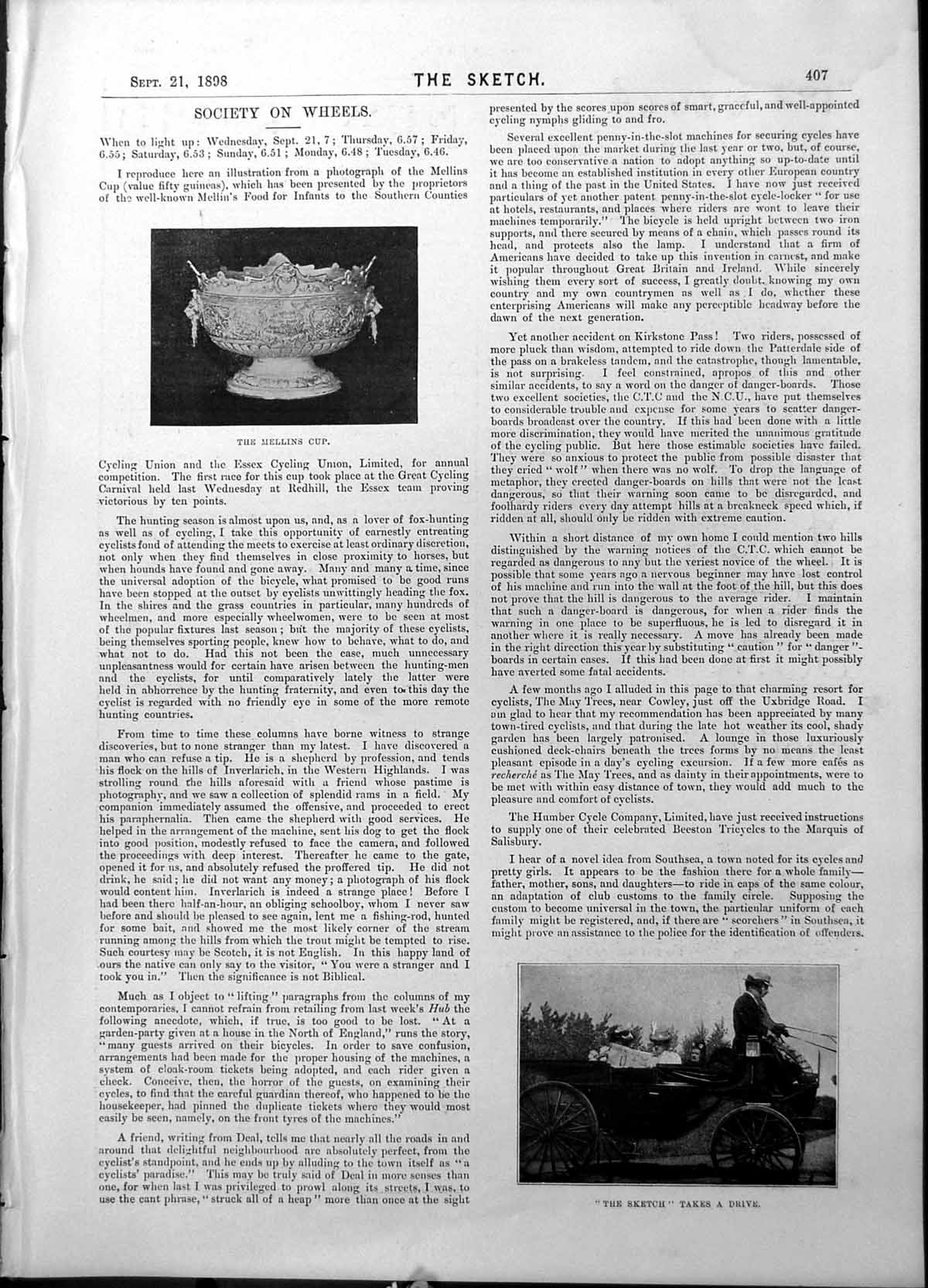 Antique Old Print Mellins Cup Ladies Sketch Carriage Norman Horse Farm 1898