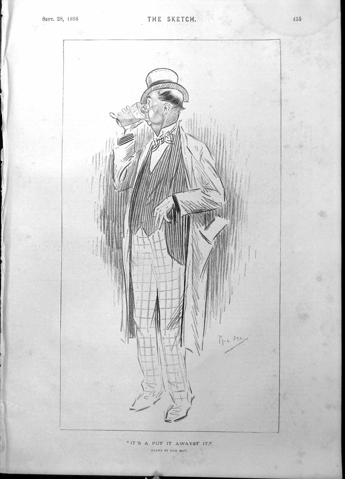 Old Man Drinking Phil May Northward Peary Ice Bound Ship Sledge 1898 Victorian