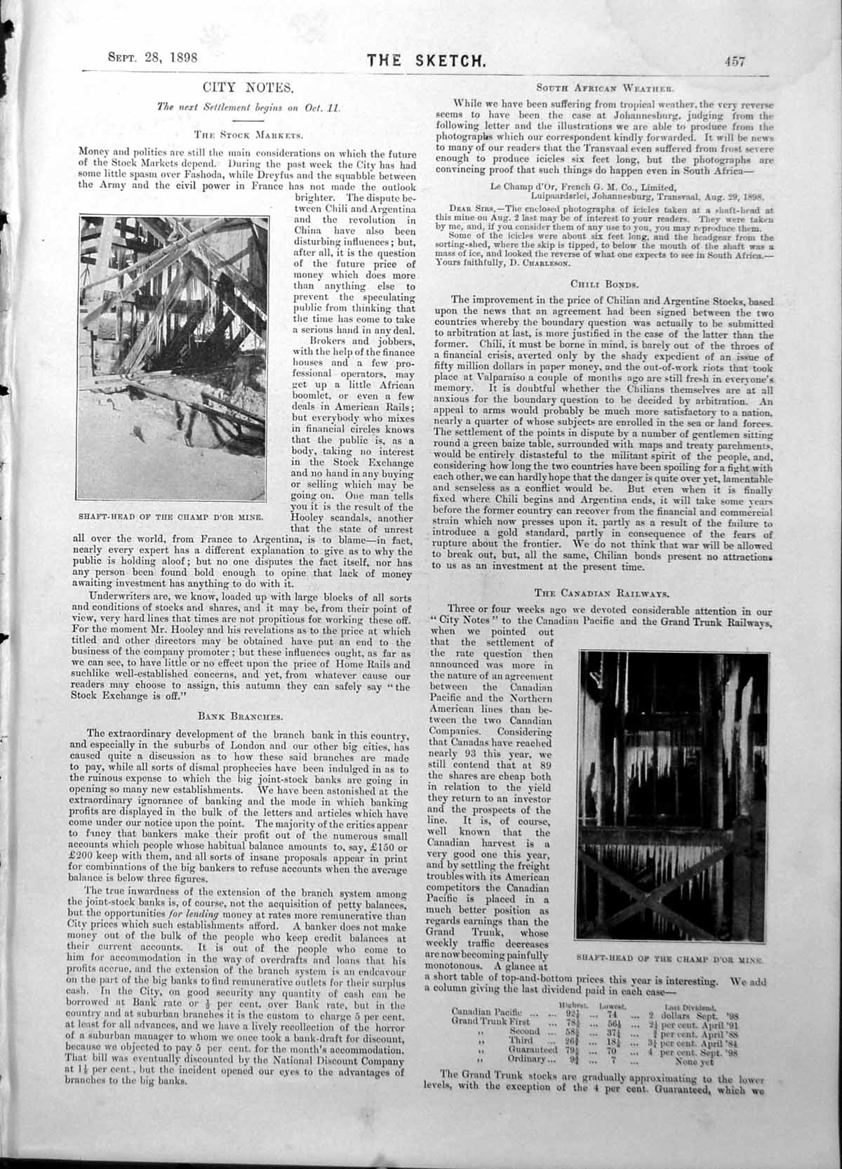 Original Old Antique Print Shaft Head Champ D'Or Mine 1898 19th