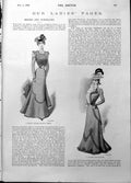 Antique Old Print Winter Walking Dress Braided Tailor Made Autumn Cape 1898