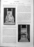 Antique Old Print Statue Queen For Calcutta Back James Grant Novelist 1898 19th