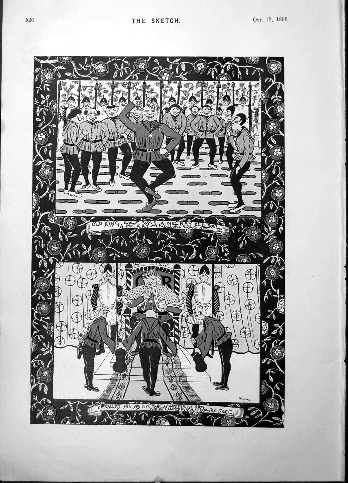 Old Antique Print King Cole Song October Fools Parsley Nora Hopper 1898 19th