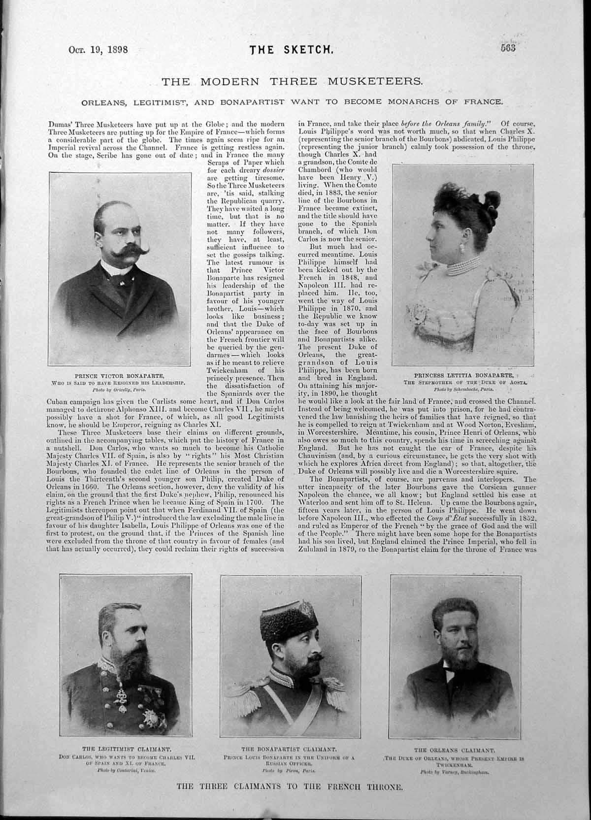 Old Prince Victor Princess Letitia Bonaparte Don Carlos Duke Orleans