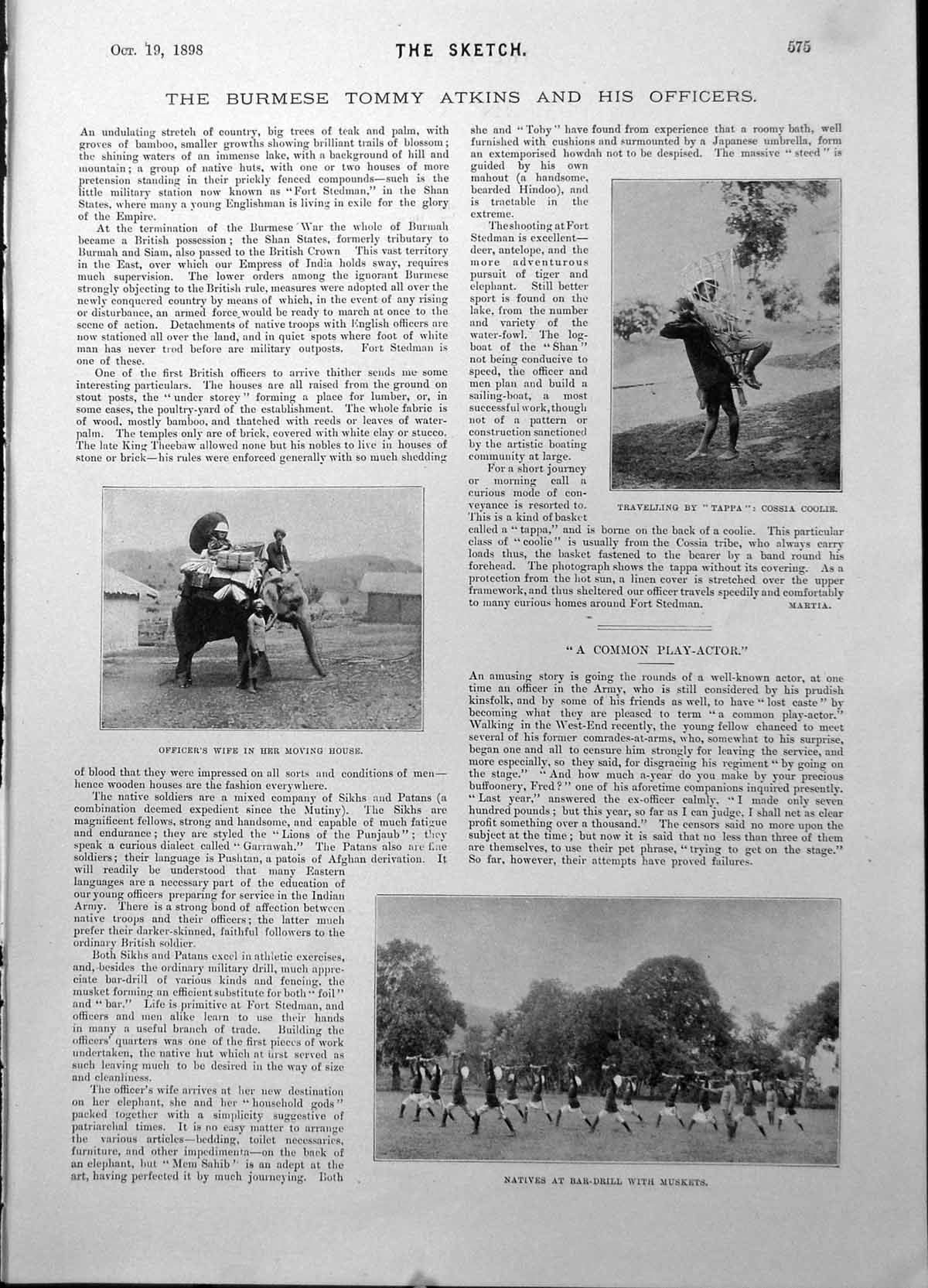Old Burmese Officers Wife Moving House Tappa Cossia Coolie Bar Drill
