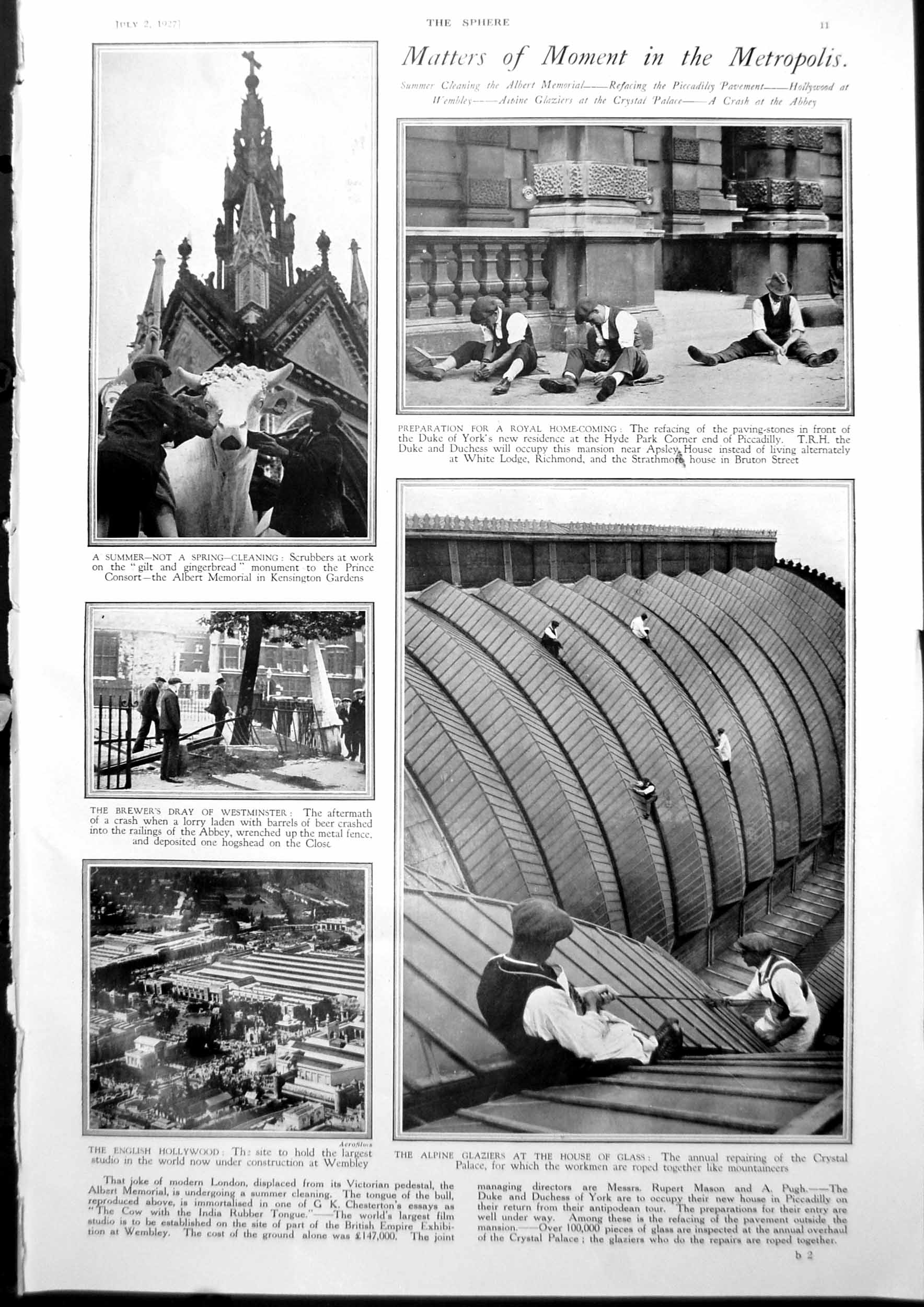Antique Print Repairing Glass Crystal Palace Eagle Tribe Asian Steppes 1927