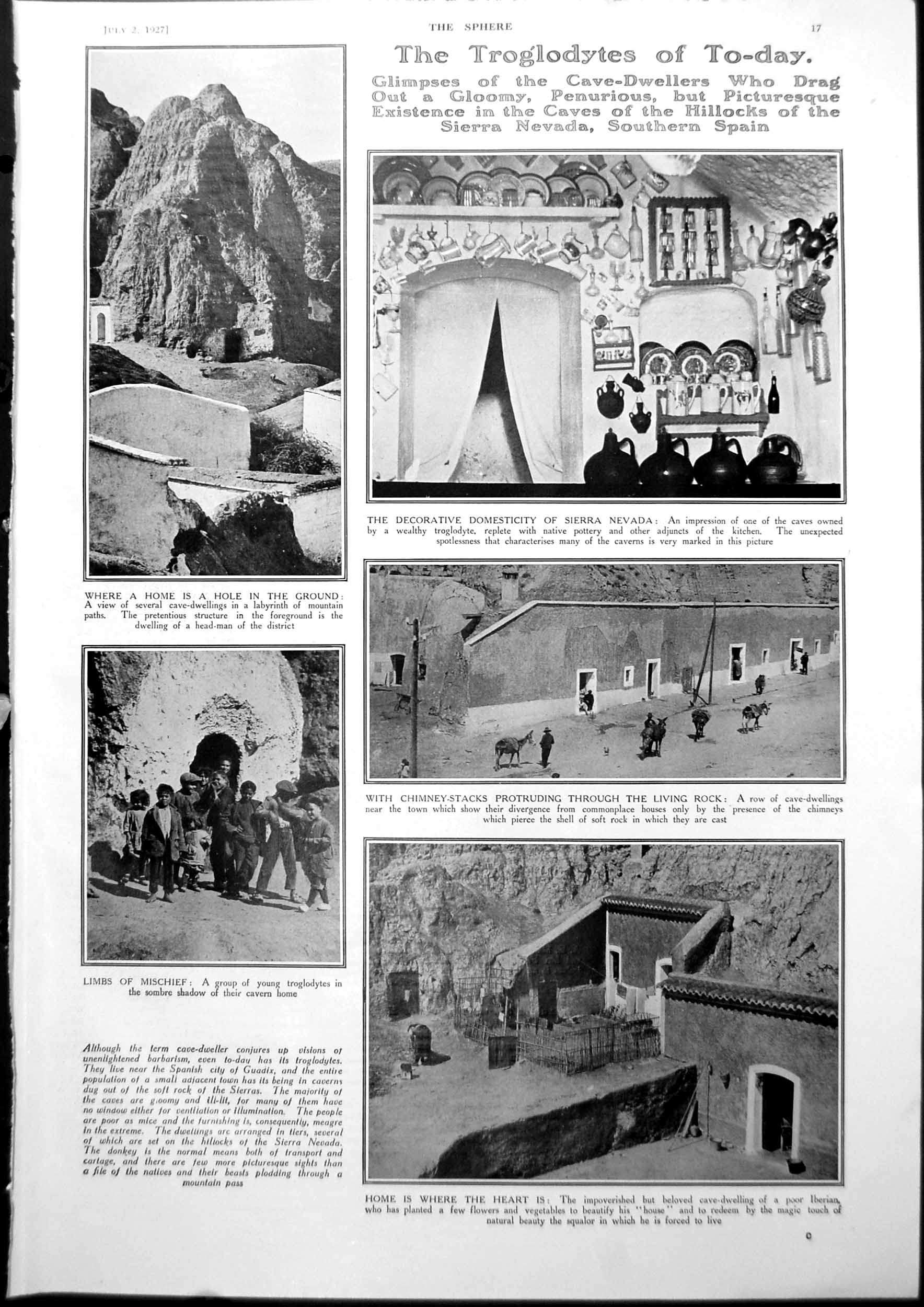Antique Old Print Troglodytes Sierra Nevada Dramatic Moments Tom Titt 1927 20th