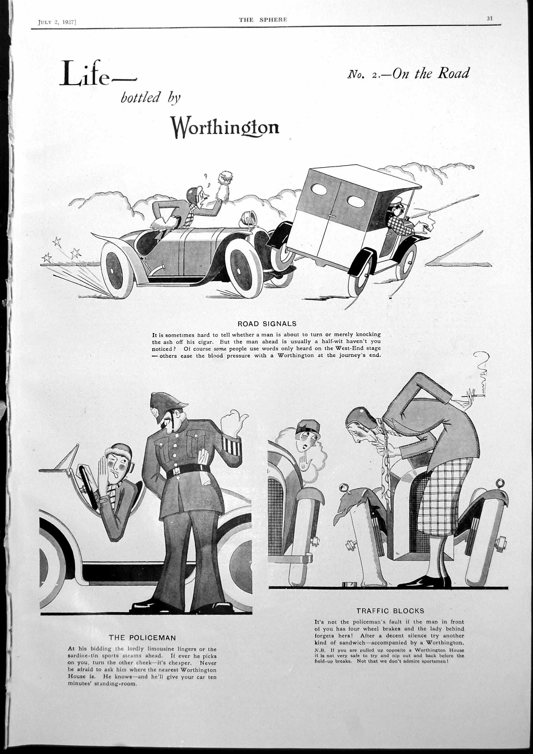 Old Vintage Print Worthington Life On The Road Womans Eau De Cologne 1927 20th