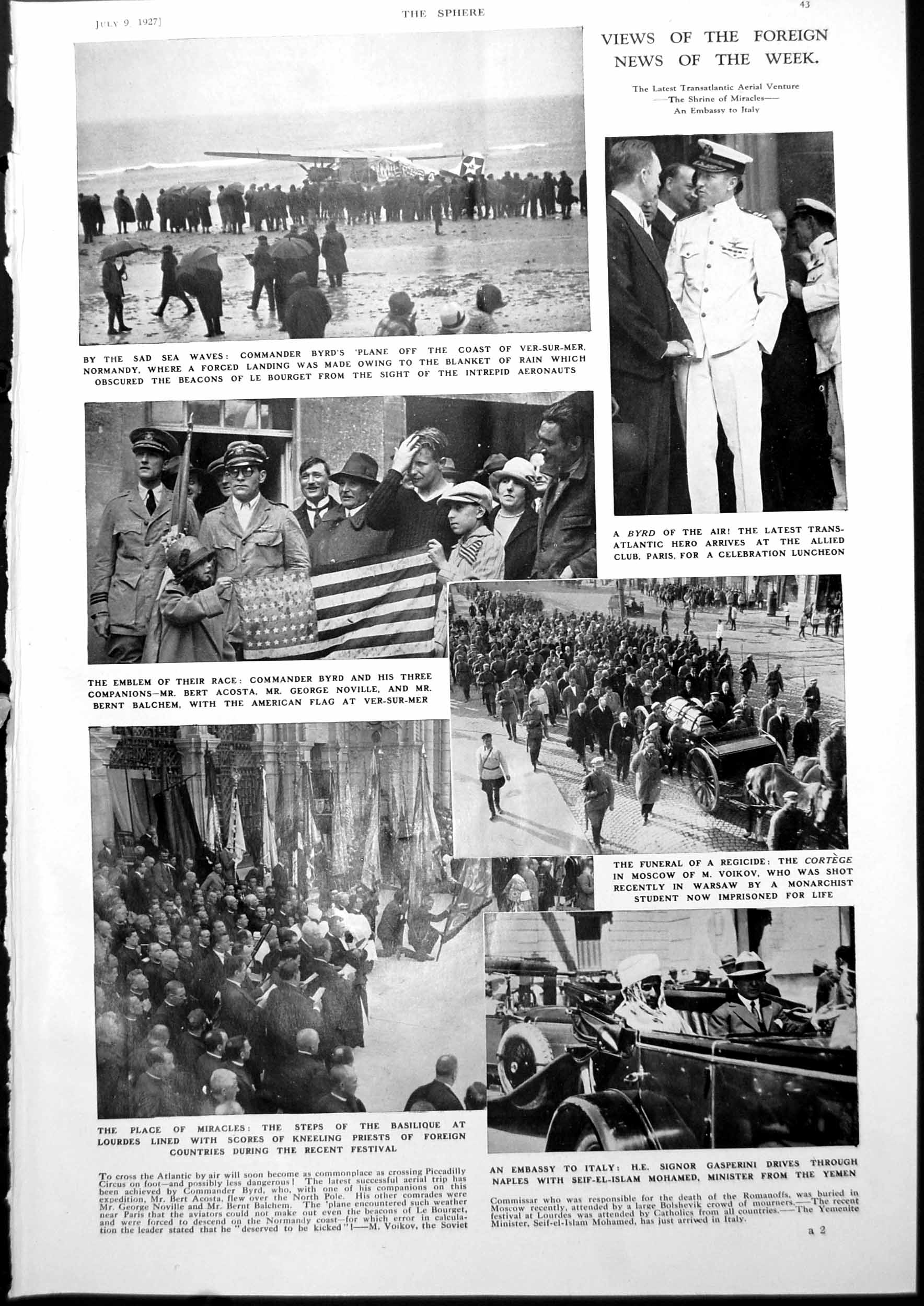 Old Print News Transatlantic Flight France Japanese Girls California 1927 20th