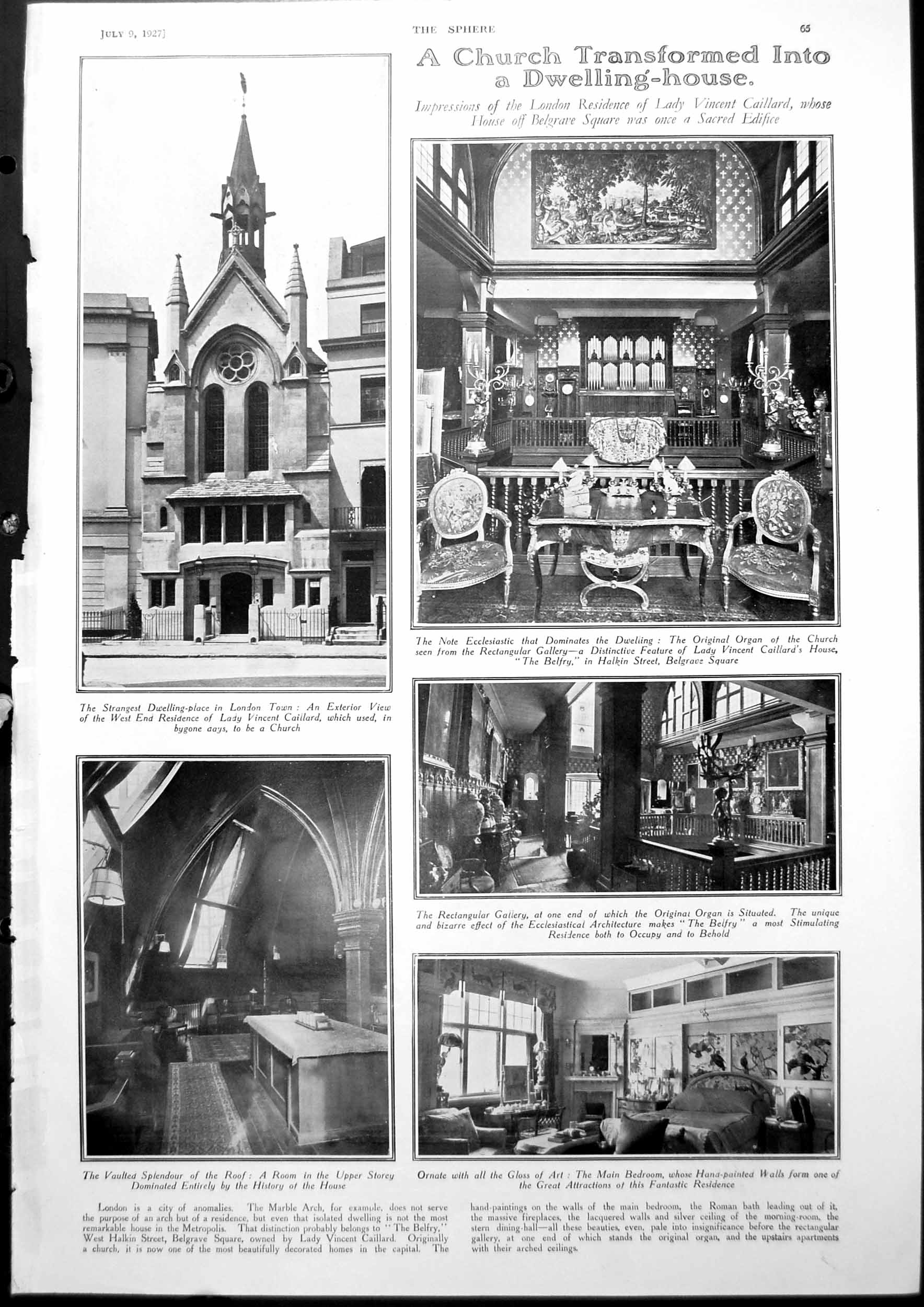 Antique Print Church Transformed House Exterior Interior Flying Boats 1927 20th