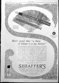 Antique Old Print Sheaffer'S Pens Advert Scrolling Craven Ship Figurines 1927