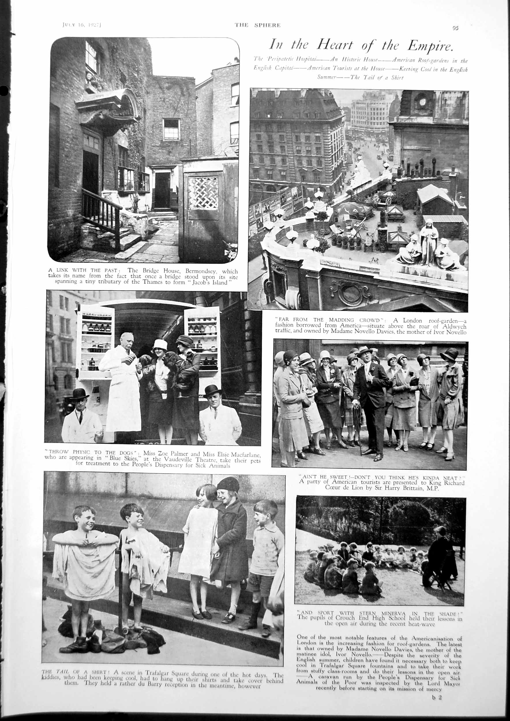 Antique Old Print London Children Trafalgar Square Fathers Confederation 1927