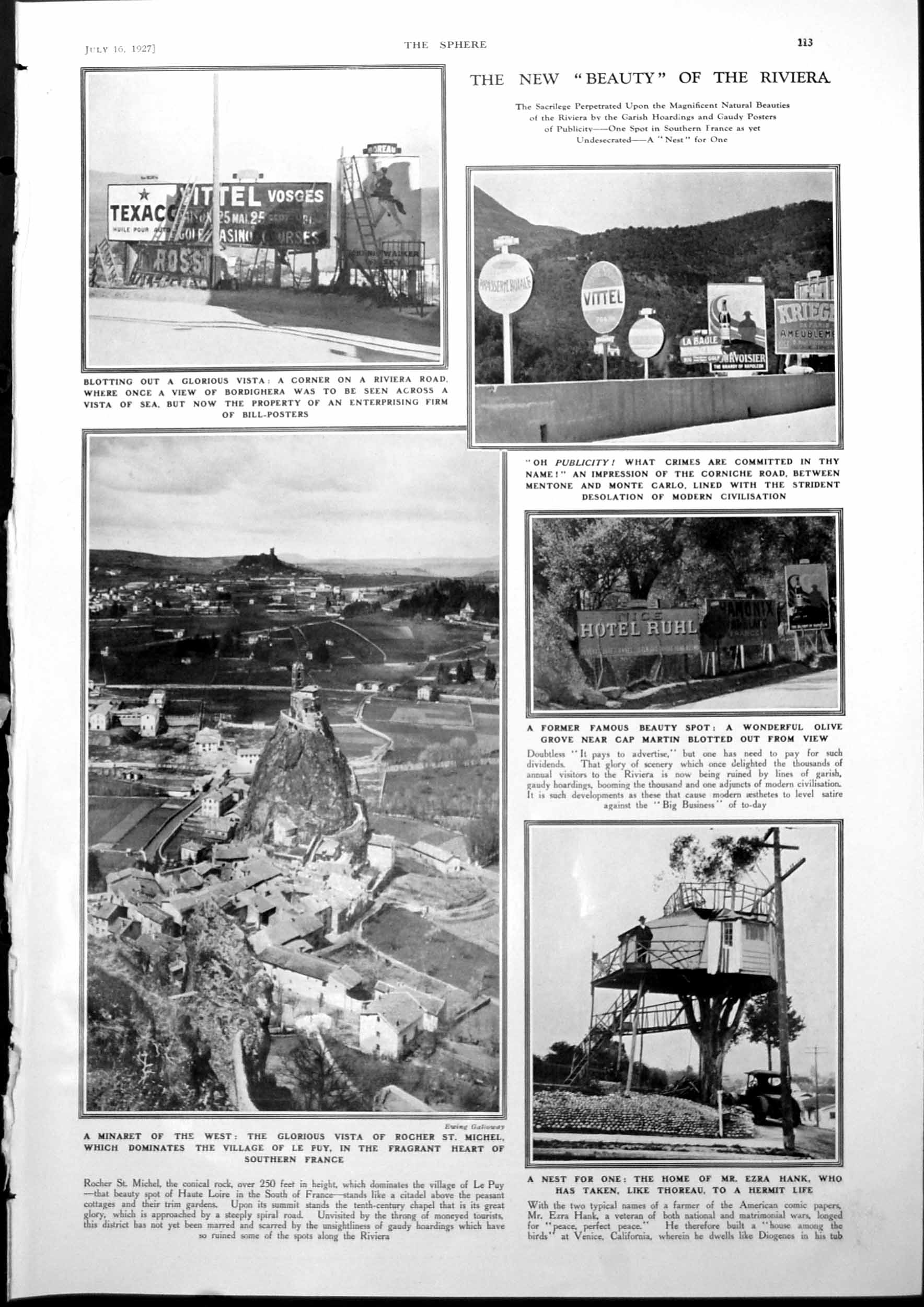 Old Print Advertising Hide Riviera Beauty Rocher St Michel Portraits 1927 20th