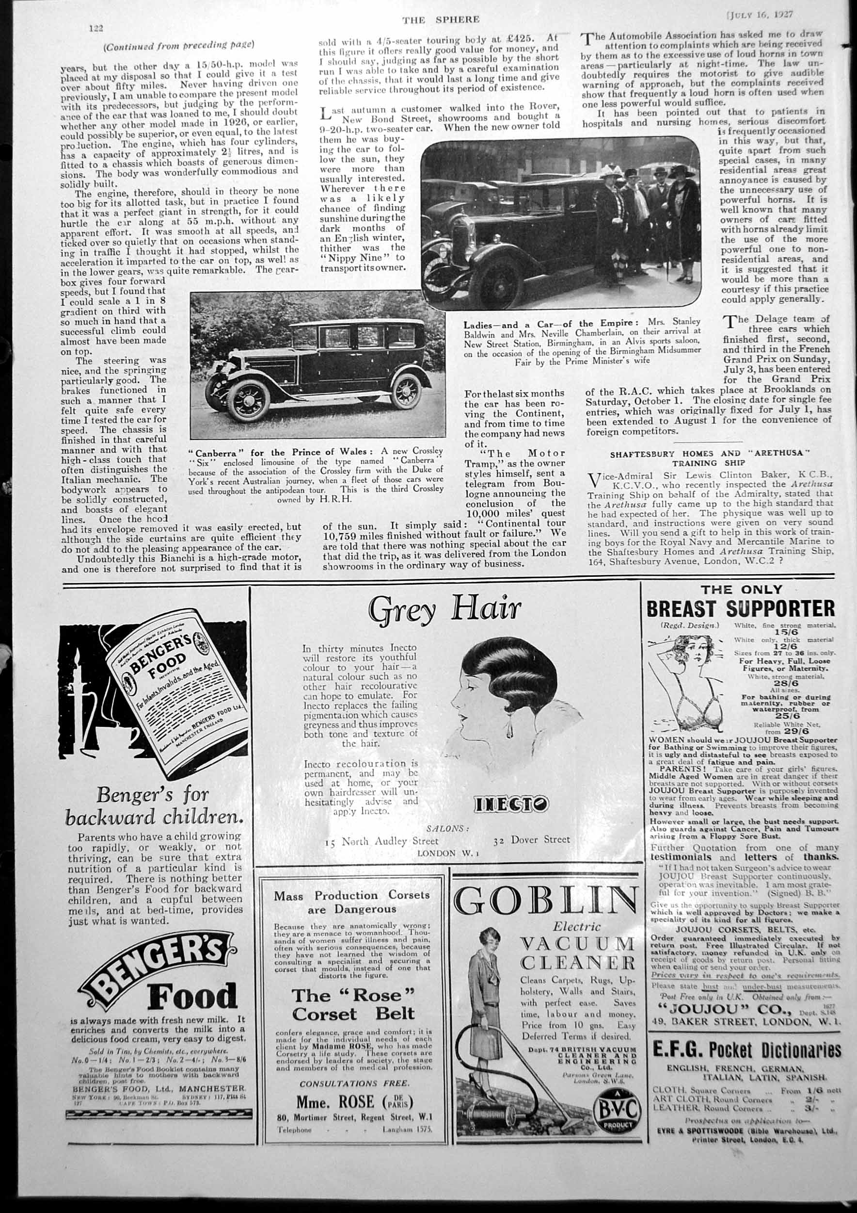 Original Old Vintage Print Crossley Six Canberra Alvis Sports Saloon Car 1927