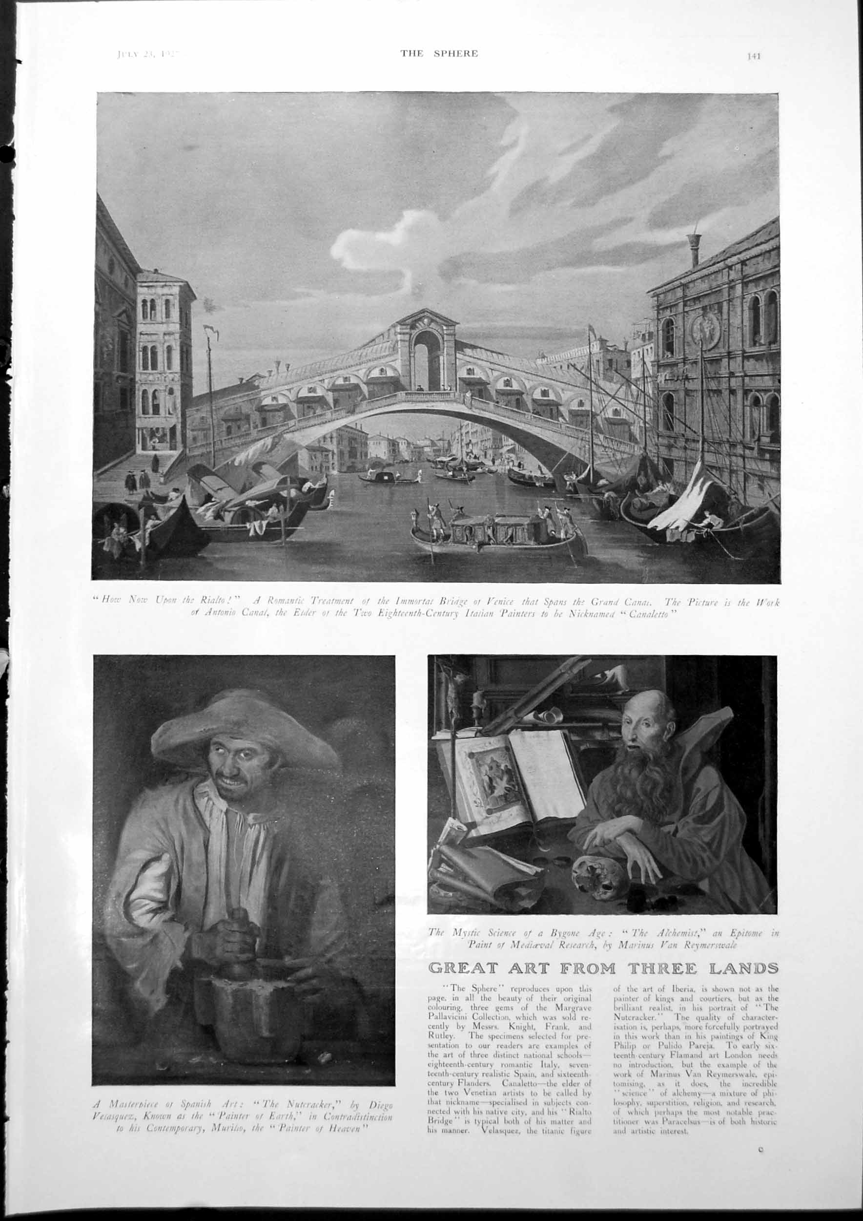 Antique Old Print Venetian Canal Bridge Nutcracker Alchemist Craven A 1927 20th
