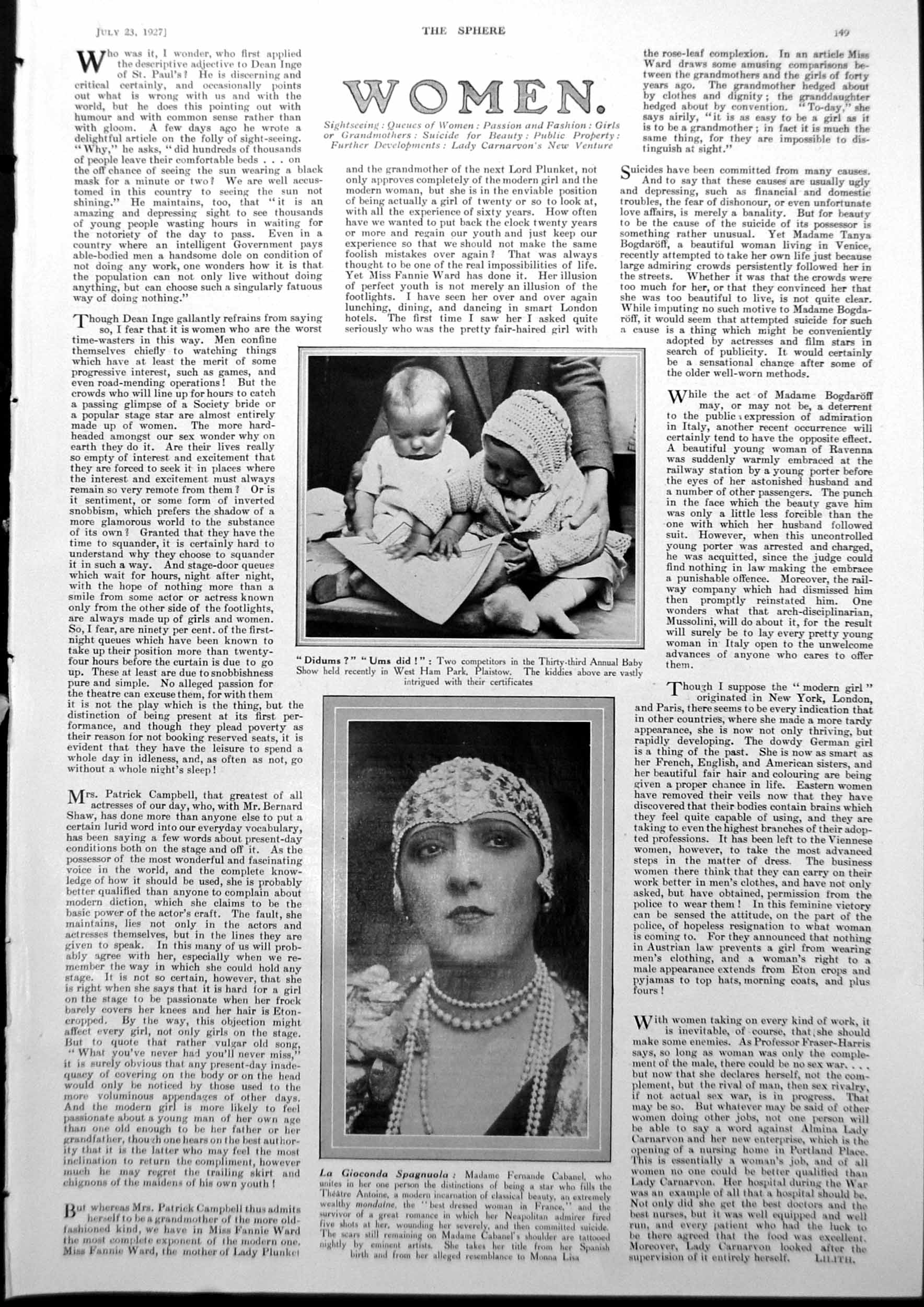 Antique Old Print Baby Show La Giaconda Spagnuola Sw Angle Court Louvre 1927