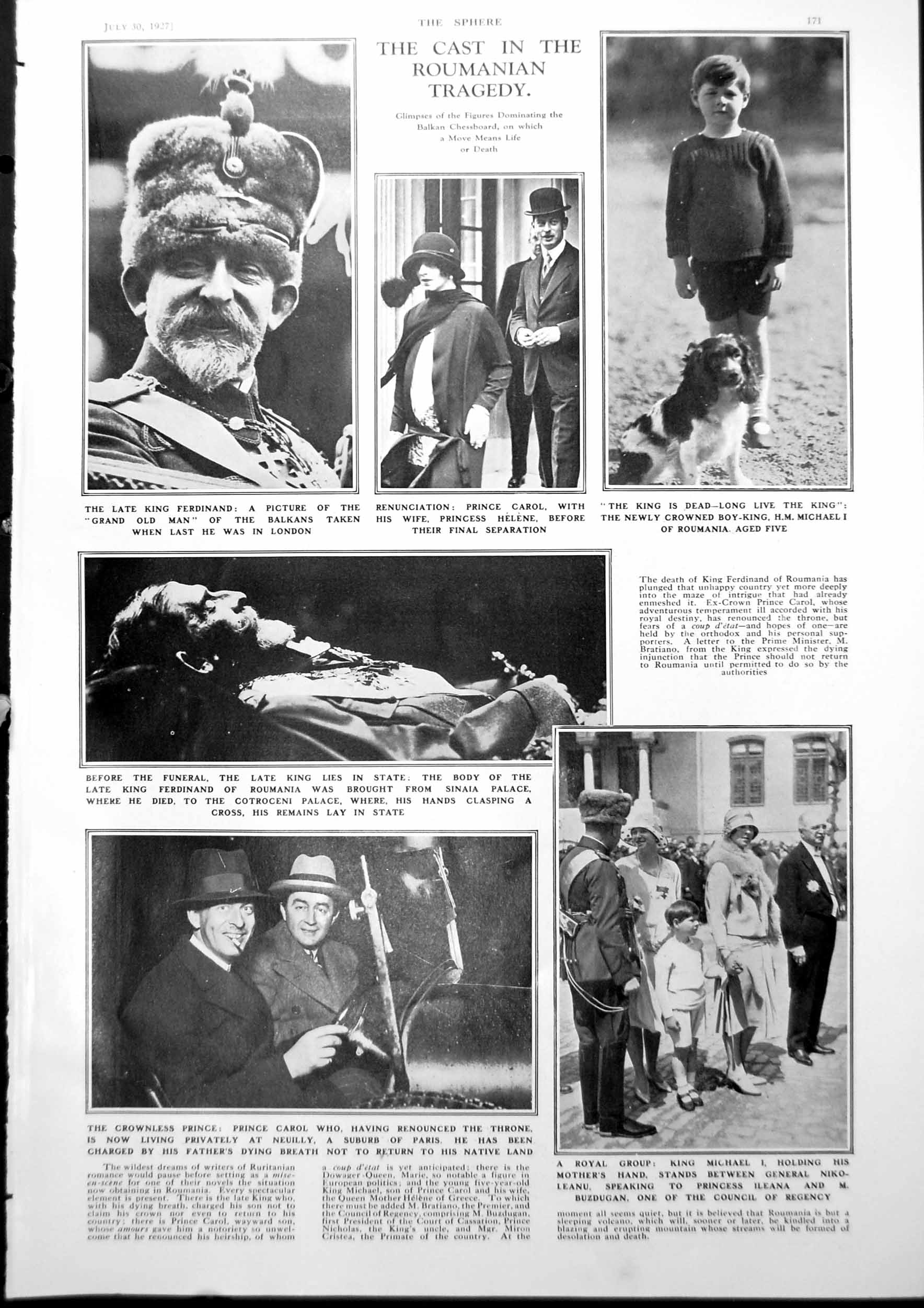 Old Late King Ferdinand Roumania Boy-King Mechanised Army Force 1927 20th