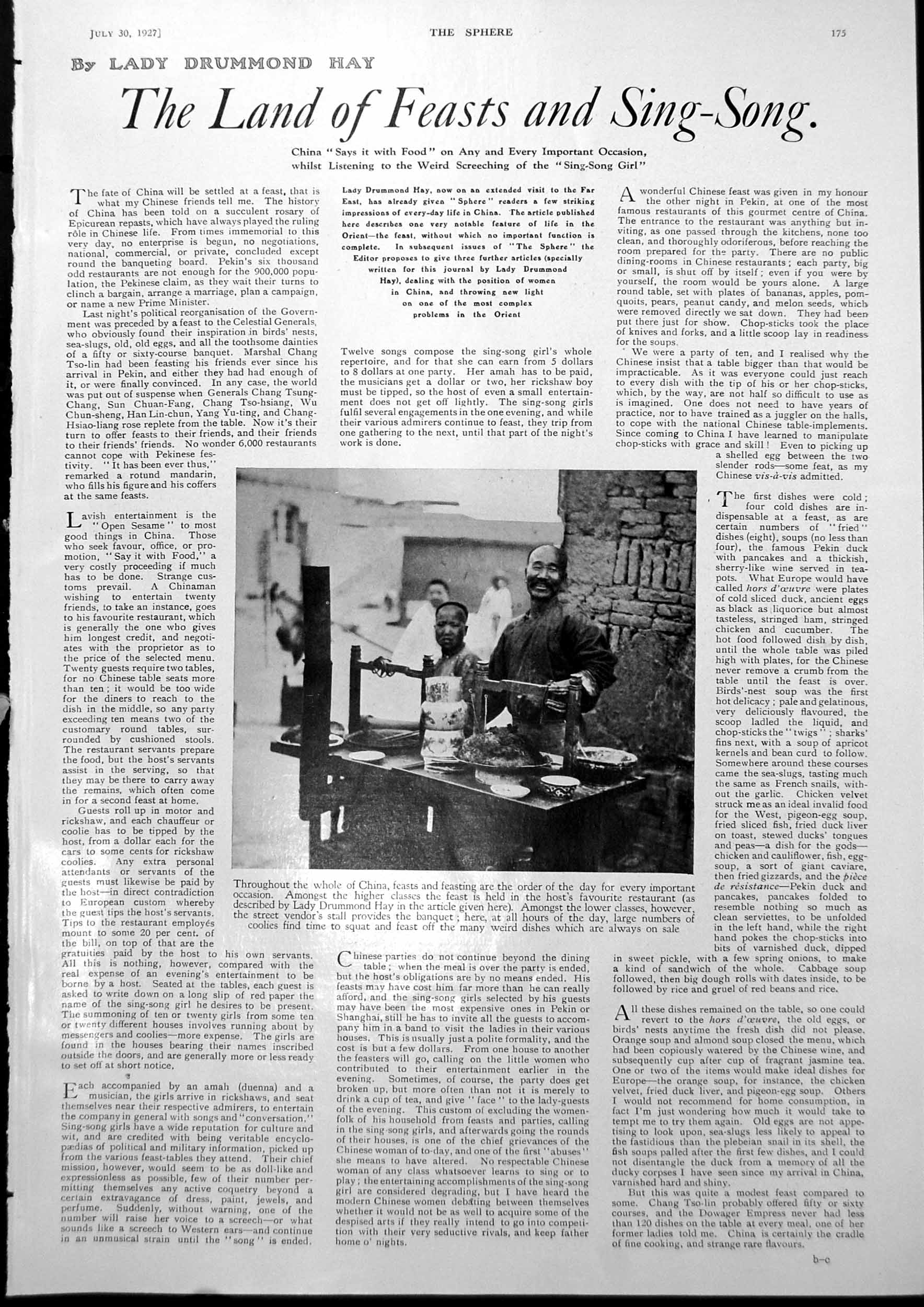 Old Street Vendor China Cooking Wares Great Hall St. Johns Wells 1927 20th