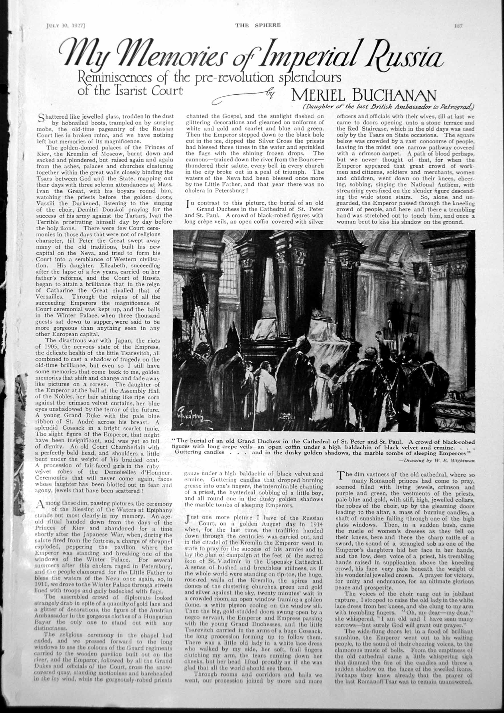 Original Old Vintage Print Burial Grand Duchess Russia Vista Bridges Paris 1927