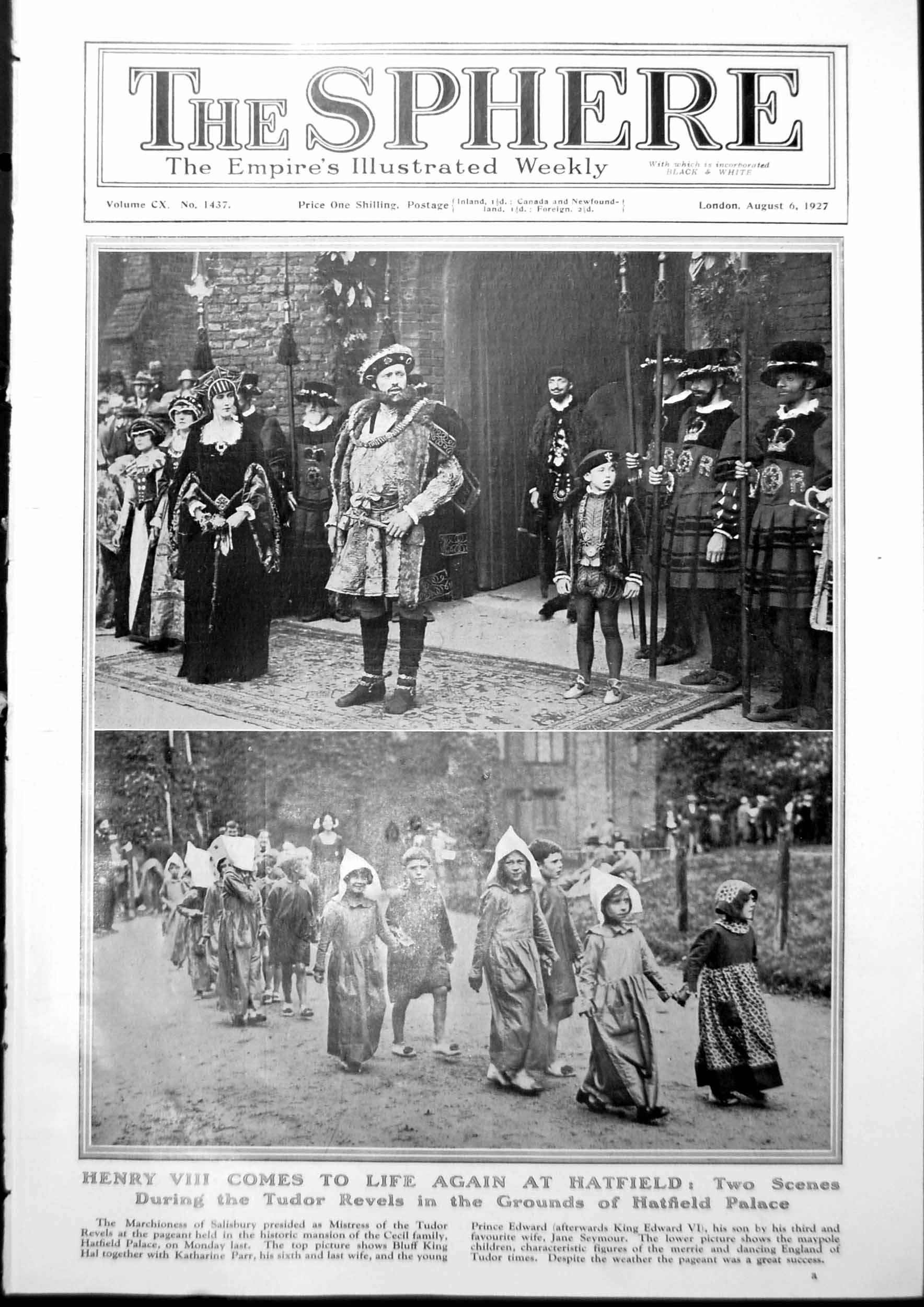 Antique Print Henry Viii At Hatfield Tudor Revels Yound Scots Tourist 1927 20th
