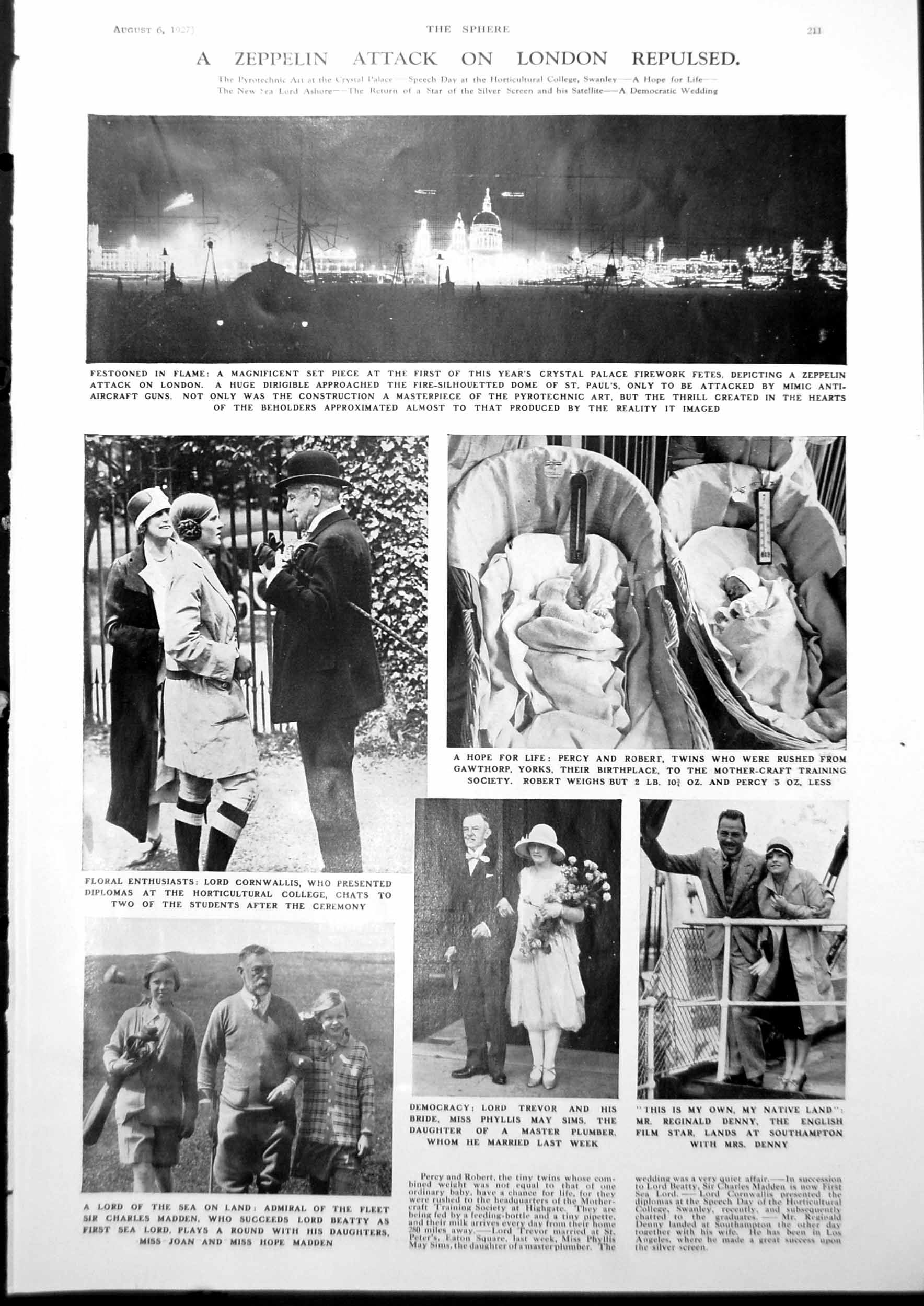 Antique Old Print Crystal Palace Firework Fete News Singapore Naval Dock 1927